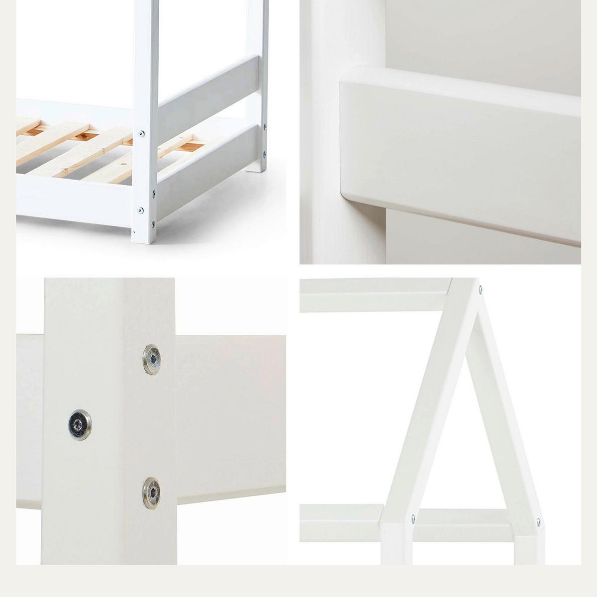 Hausbett Eco One Weiß, Lf: 70x160 cm - Weiß/Naturfarben, MODERN, Holz (70/160cm) - MID.YOU