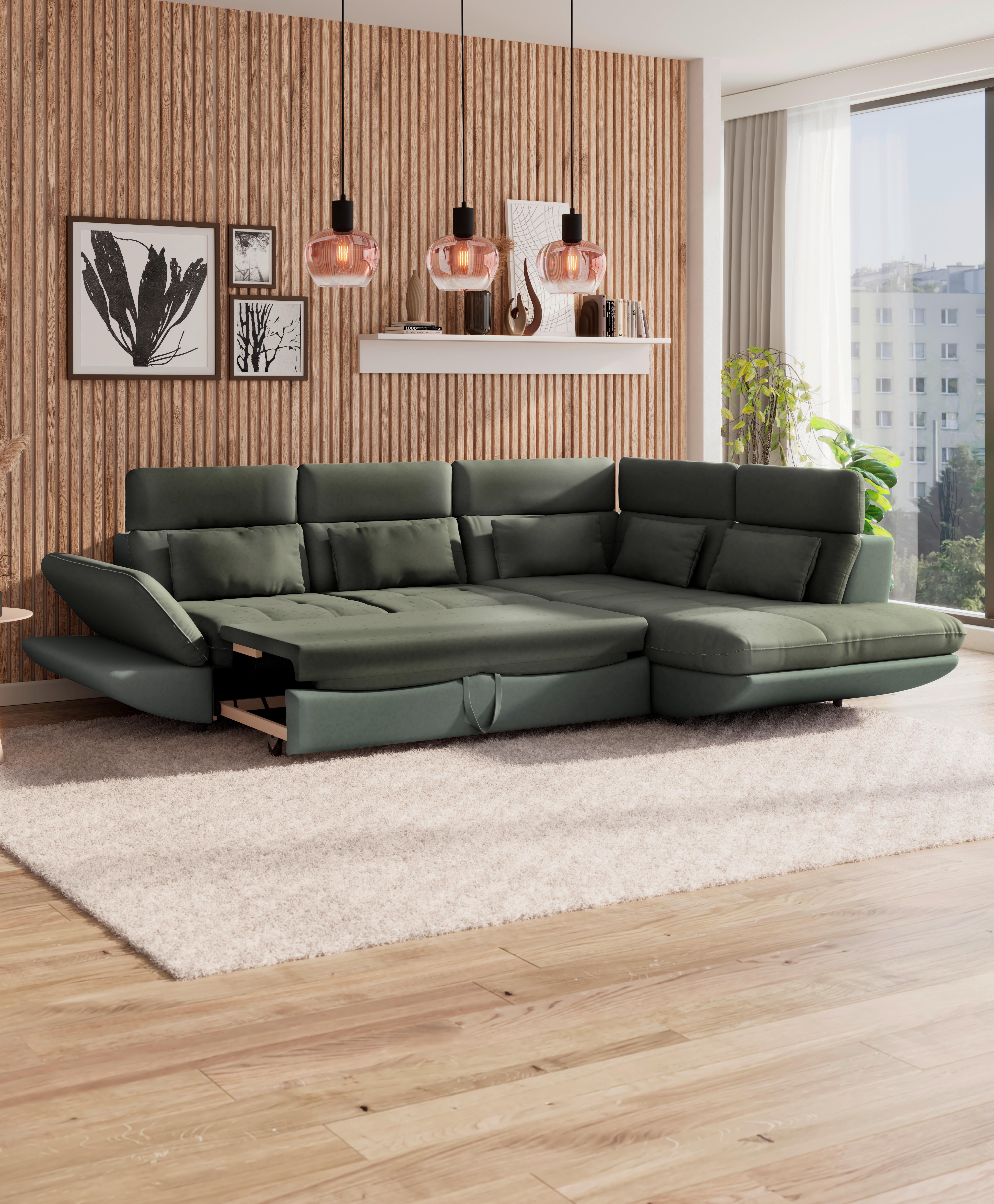 SEDACIA SÚPRAVA PARK - čierna/tmavozelená, Modern, textil/plast (233/311cm) - Luca Bessoni