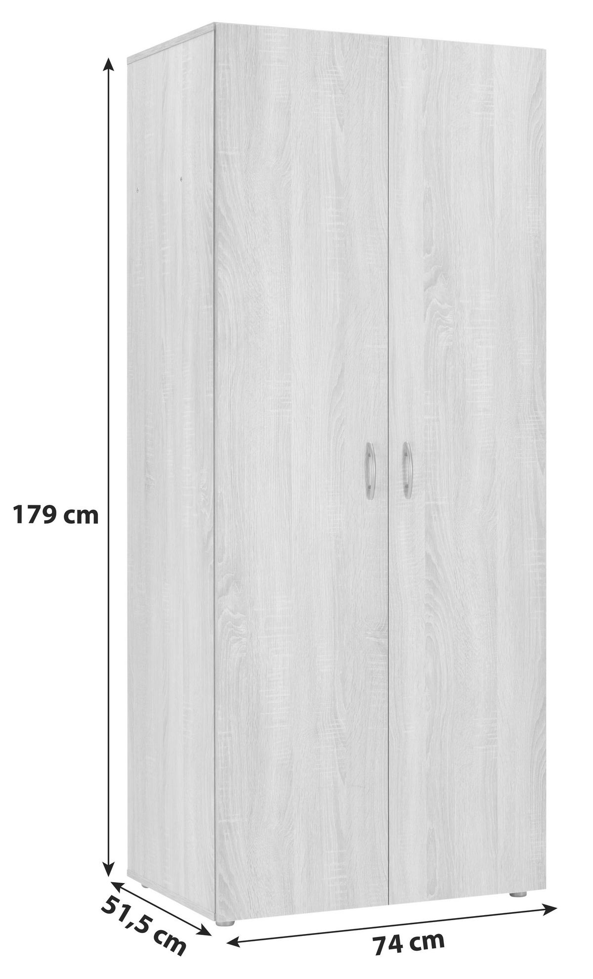 ŠATNÍ SKŘÍŇ BASIC 2 *CENOVÝ TRHÁK* - šedá/Sonoma dub, Konvenční, kompozitní dřevo/plast (74/179/51,6cm) - Based