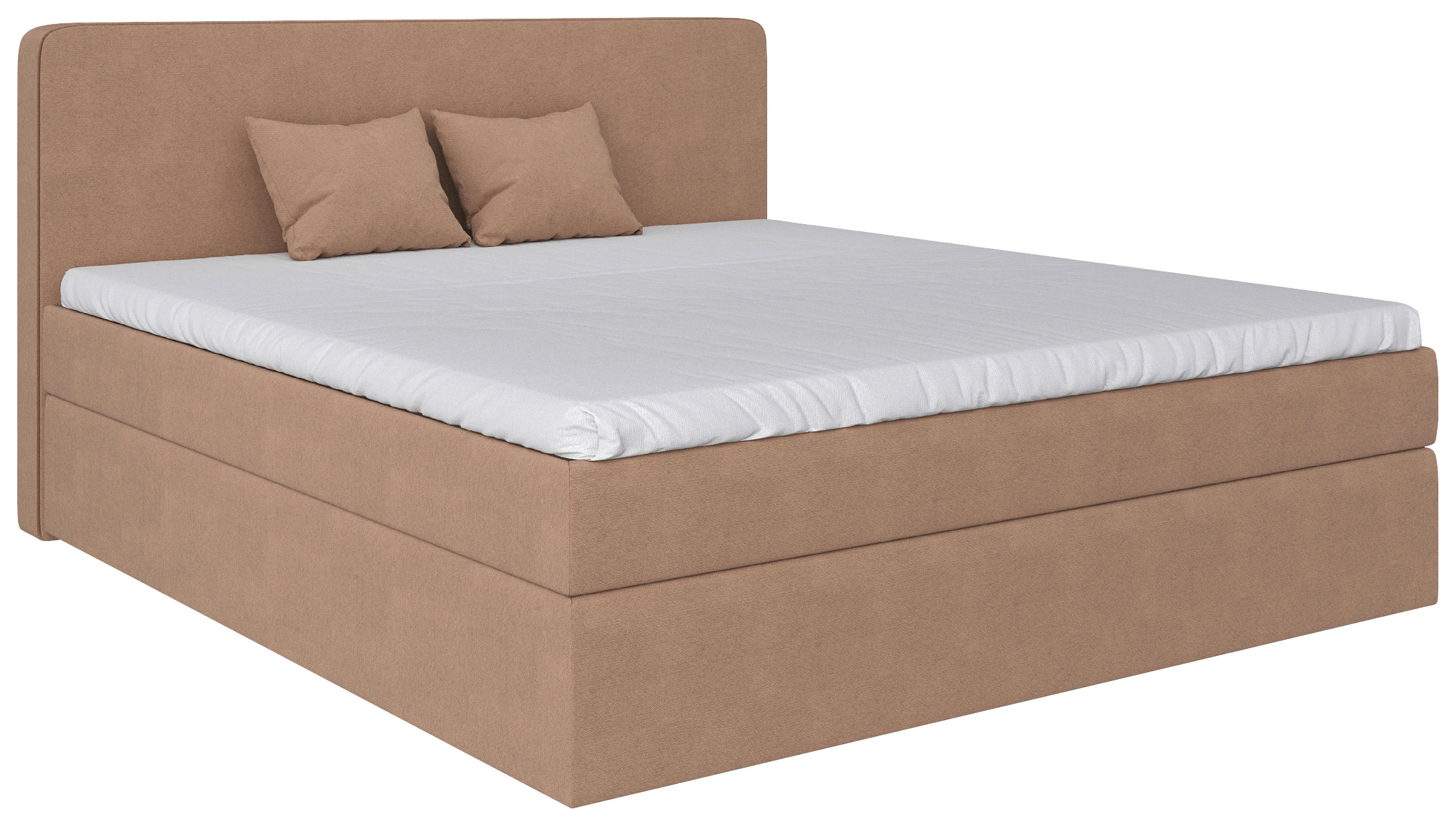 Boxbett Jubi 180-C - Hellbraun/Schwarz, KONVENTIONELL, Holz/Textil (180/200cm)