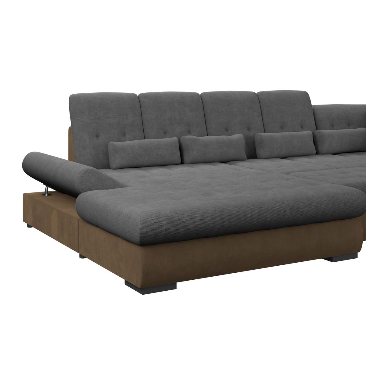 Wohnlandschaft Madera Anthrazit S: 358x312 cm - Hellbraun/Anthrazit, KONVENTIONELL, Kunststoff/Textil (190/358/212cm)