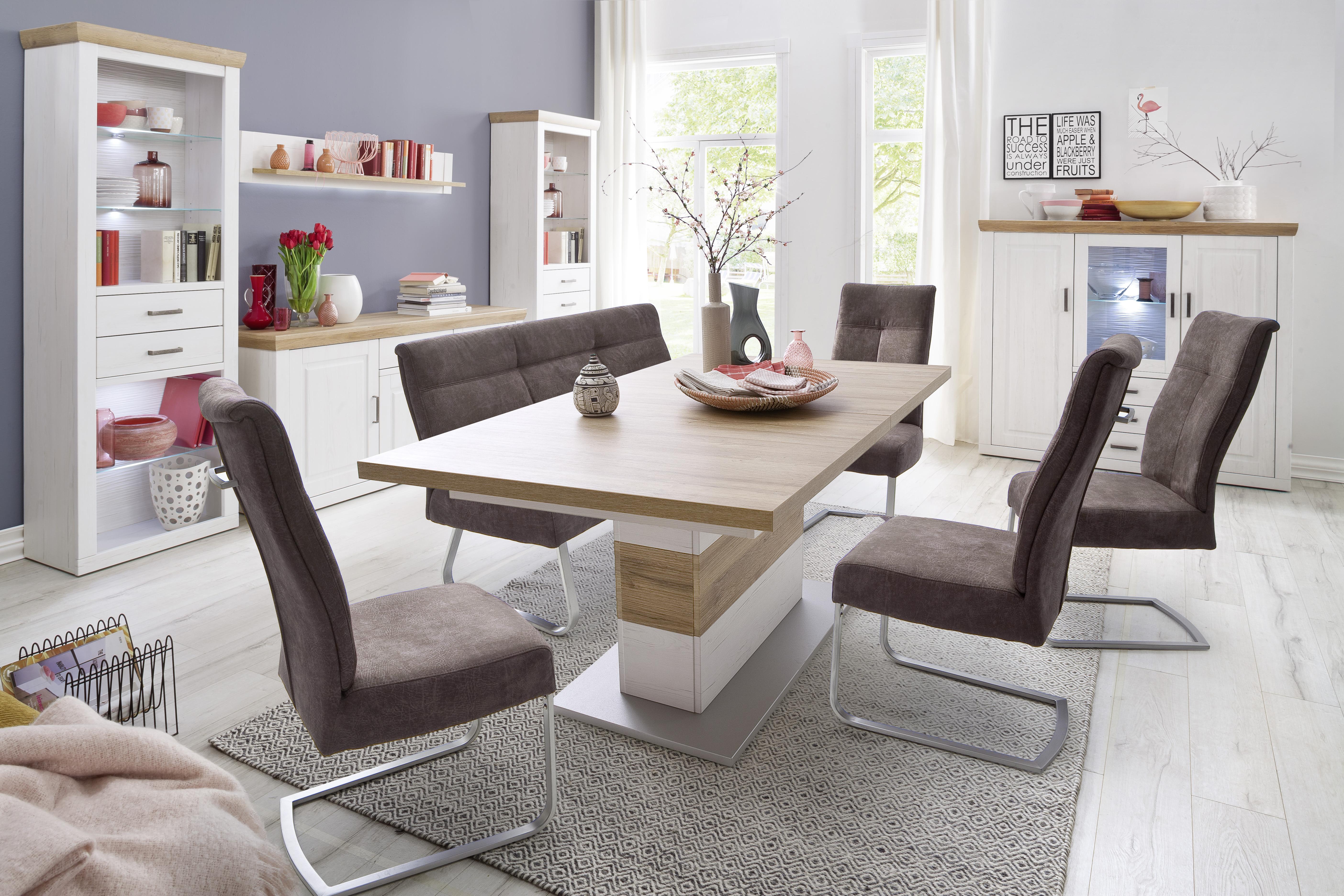 Esstisch Brixen 180-280x100 cm Eiche/Pinie Dekor - Eichefarben/Pinienfarben, LIFESTYLE, Holzwerkstoff (180-280/100/77cm) - Livetastic