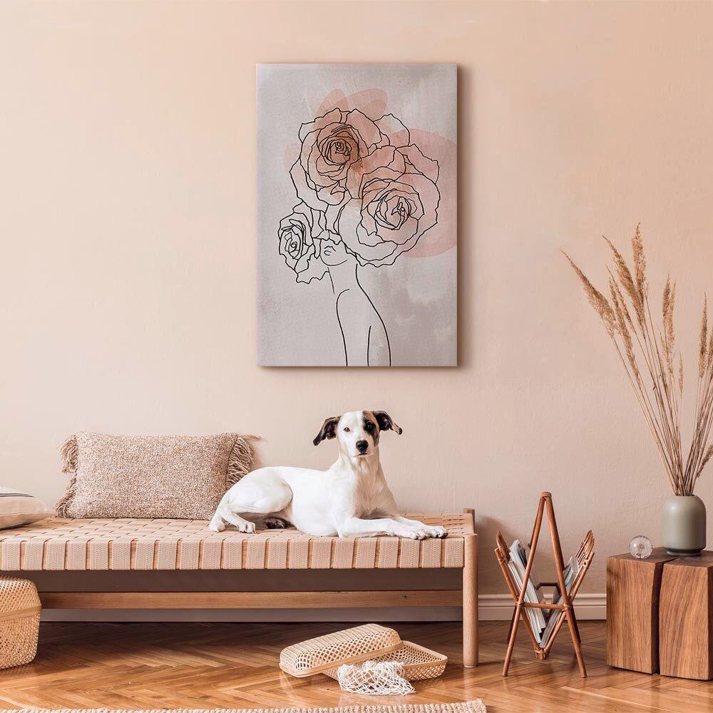 Leinwandbild Anna And Roses Beige B: 40 Cm - Beige, Basics, Holzwerkstoff/Textil (40/60/1,2cm) - artgeist