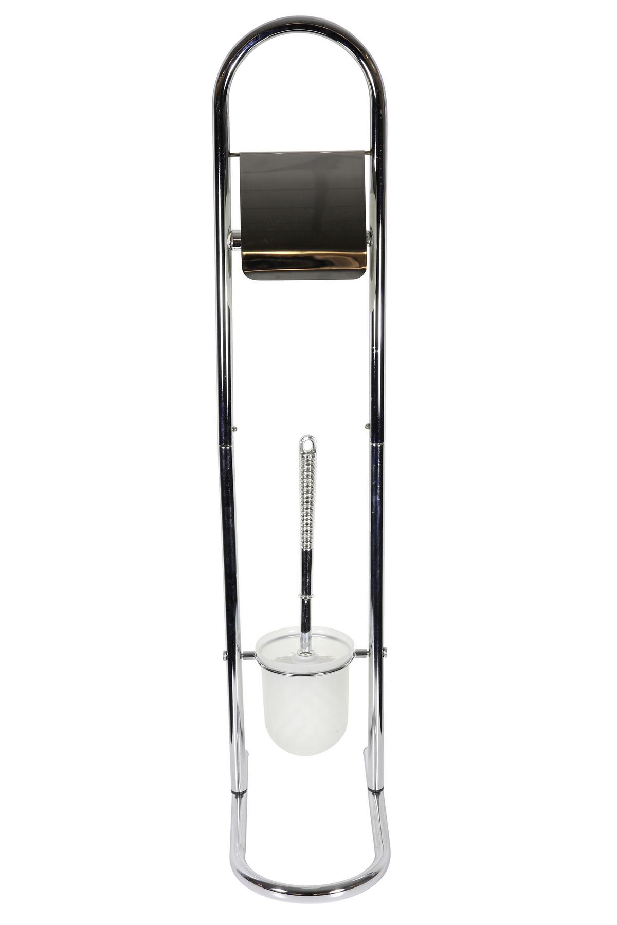 WC-Bürstengarnitur inkl. Rollenhalter Florenz, Chrom - Silberfarben, KONVENTIONELL, Metall (30/80/15,5cm) - James Wood