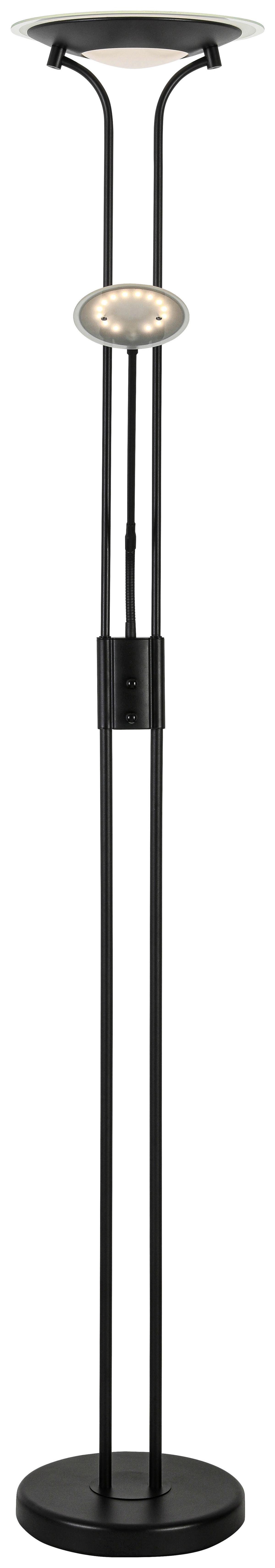 Stehlampe Robert Schwarz Mit Leselampe - Schwarz, MODERN, Glas/Kunststoff (30/180cm) - Luca Bessoni