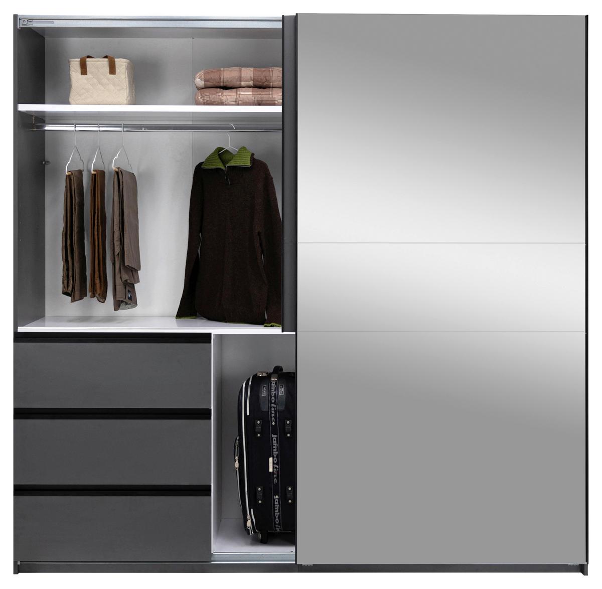 SCHIEBETÜRENSCHRANK Wilma Graphitfarben B: 215cm - Graphitfarben, MODERN, Holzwerkstoff (215/210/61,5cm) - P & B