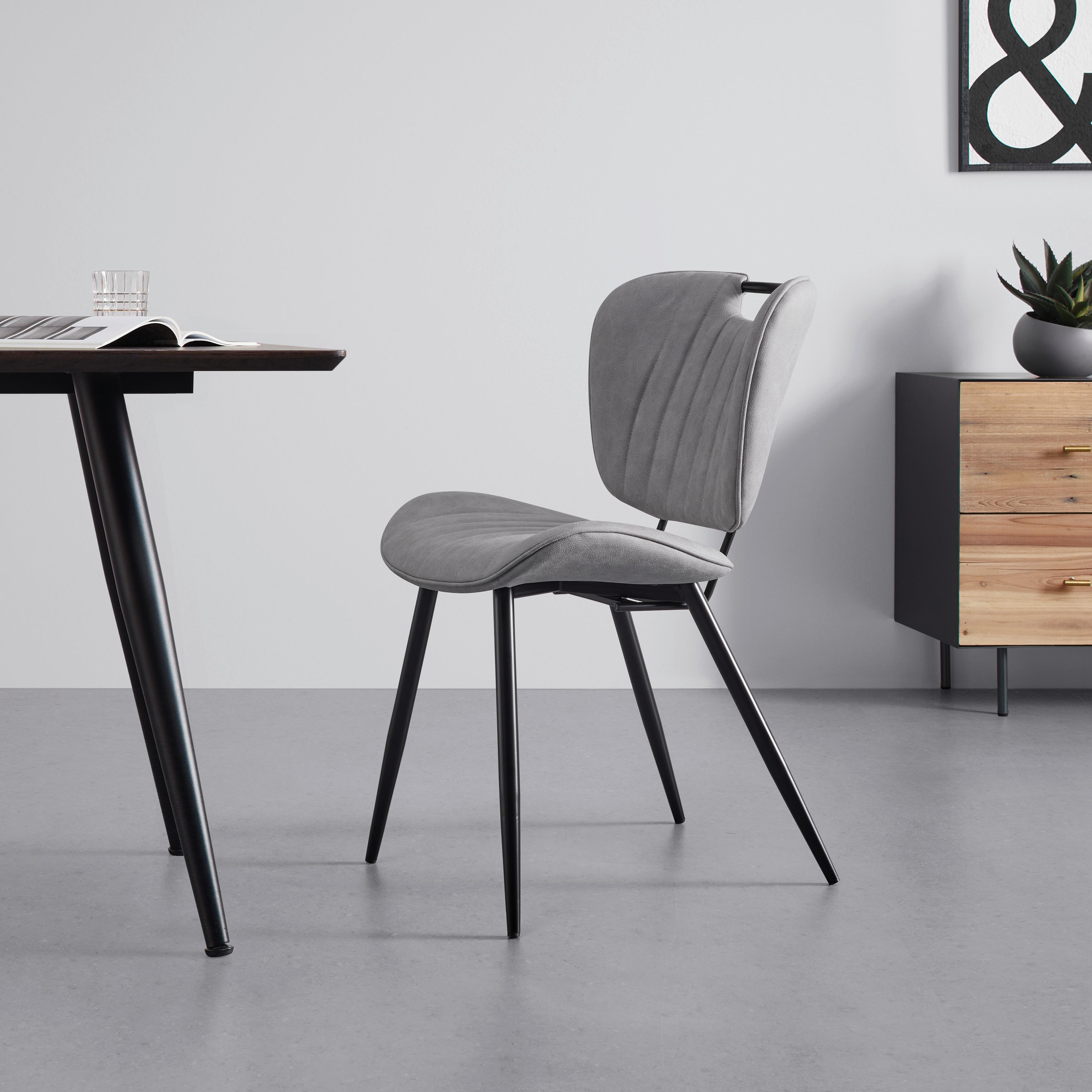 Jídelní židle HINA sv. šedá - černá/světle šedá, Moderní, kov/dřevo (46/84/57cm) - Bessagi Home