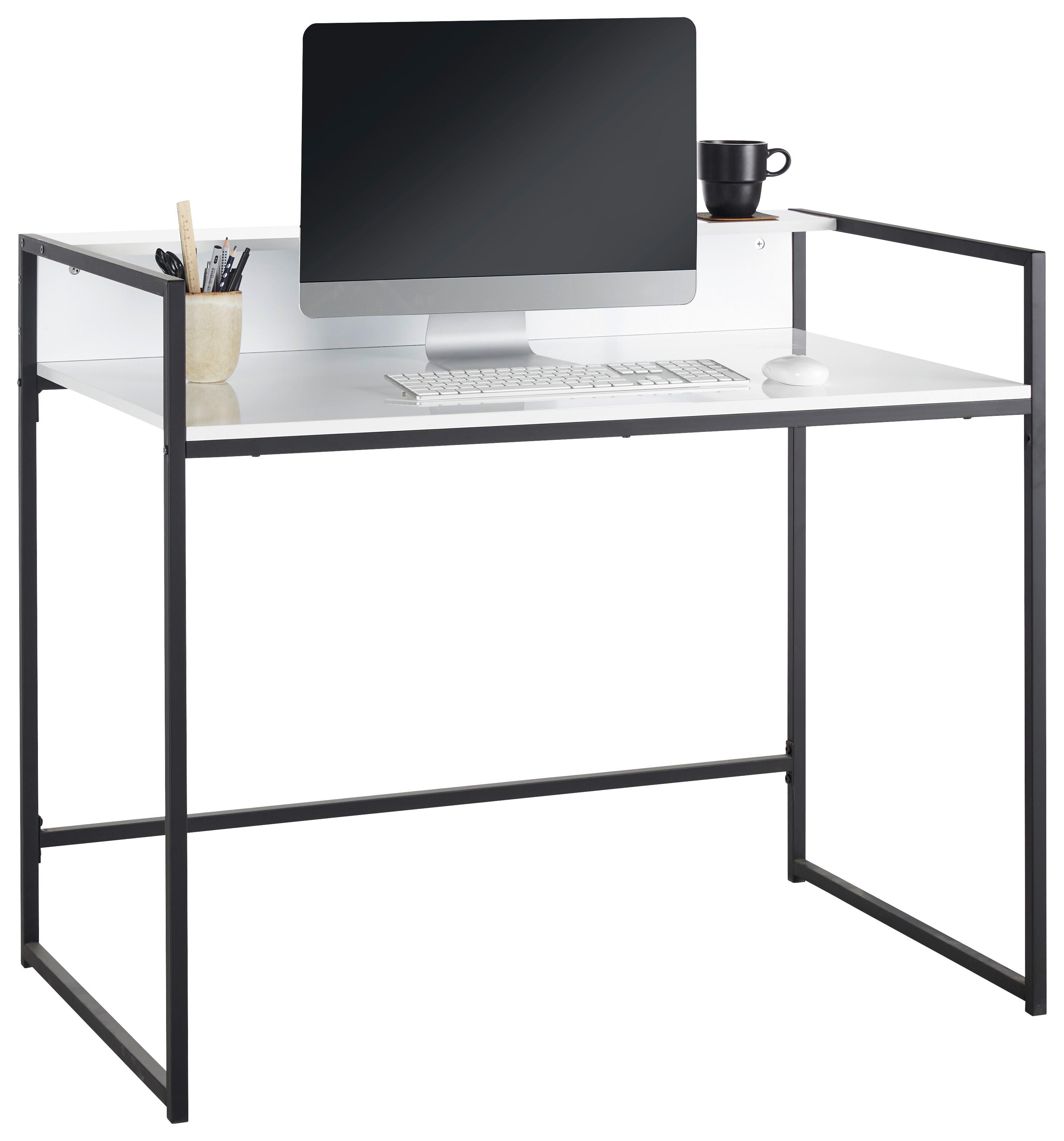 Písací stôl XENI -EXKLUSIV- - čierna/biela, Modern, kov/kompozitné drevo (110/92/65cm) - Mömax