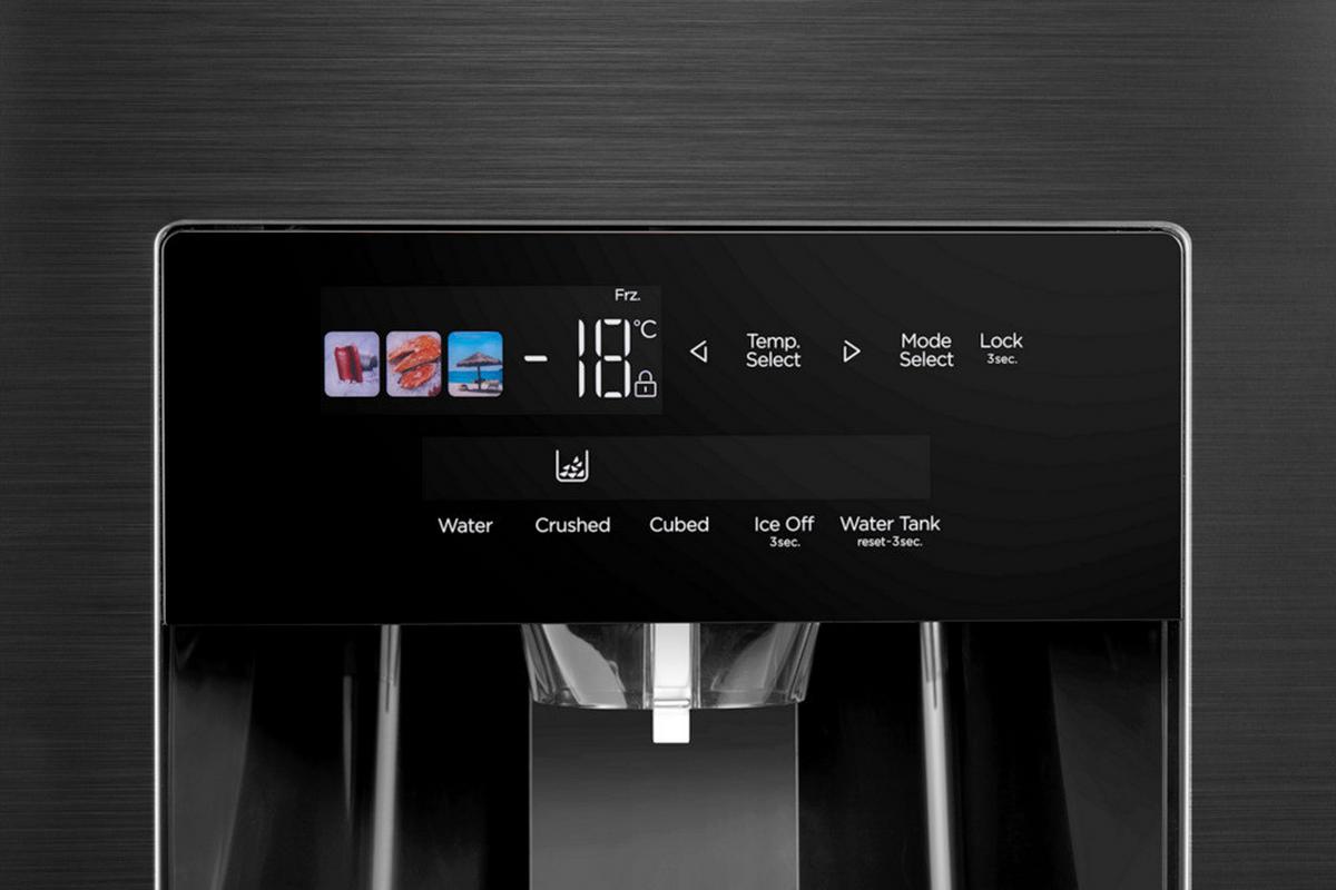 Side-By Side 376 Liter - Schwarz, Basics, Kunststoff/Metall (91cm) - Midea