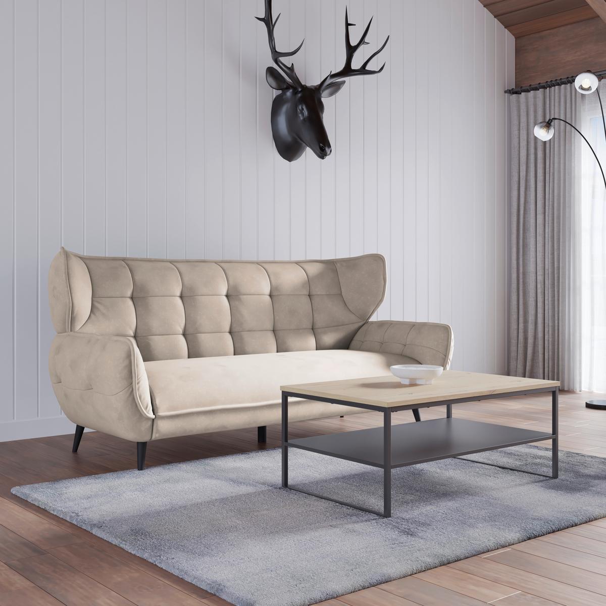 Trojmiestna pohovka PESCARA. sahara - čierna/Sahara, Modern, textil (221/105/98cm)