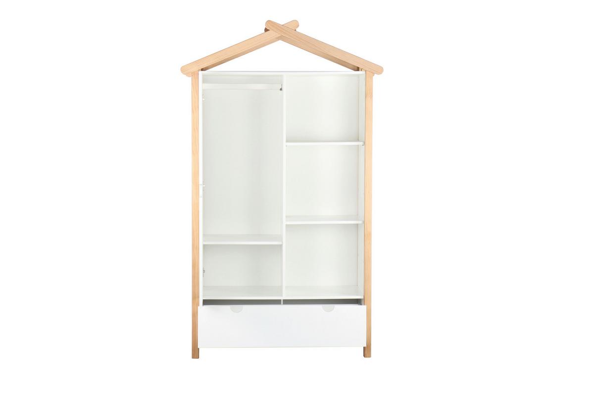 DREHTÜRENSCHRANK Naturfarben/Weiß B: 112cm - Weiß/Naturfarben, Design, Holz/Holzwerkstoff (112/187/51cm) - Livetastic
