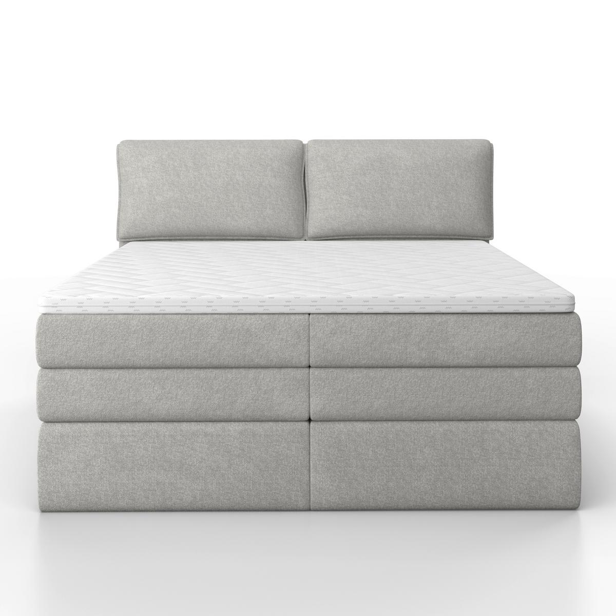 Boxspringová posteľ MOSAMO 180x200 cm, svetlosivá - čierna/svetlosivá, Modern, drevo/kompozitné drevo (180/200cm) - Bessagi Home