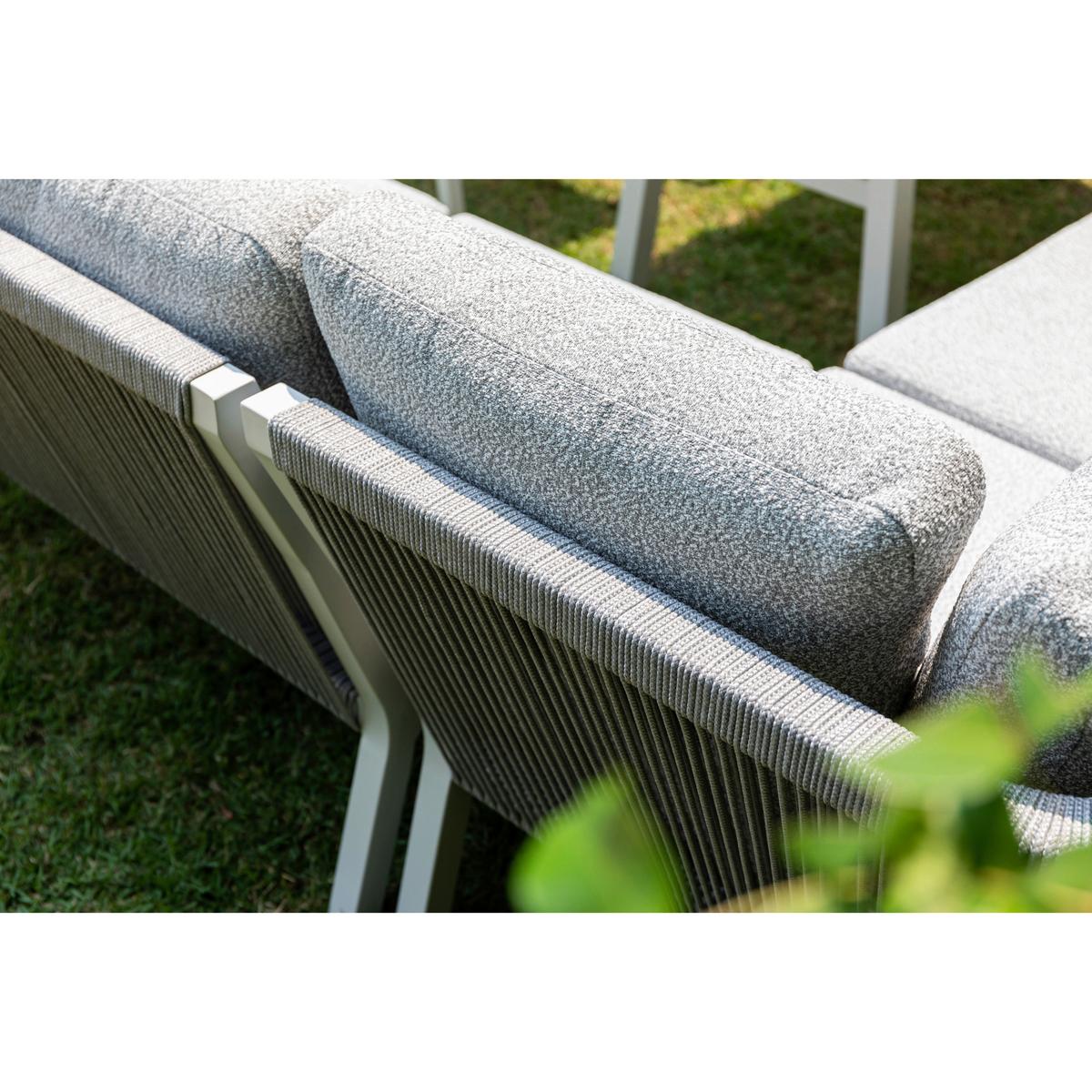 DINING-LOUNGESET HARVEY XL - Weiß/Grau, MODERN, Glas/Textil - Gardenson
