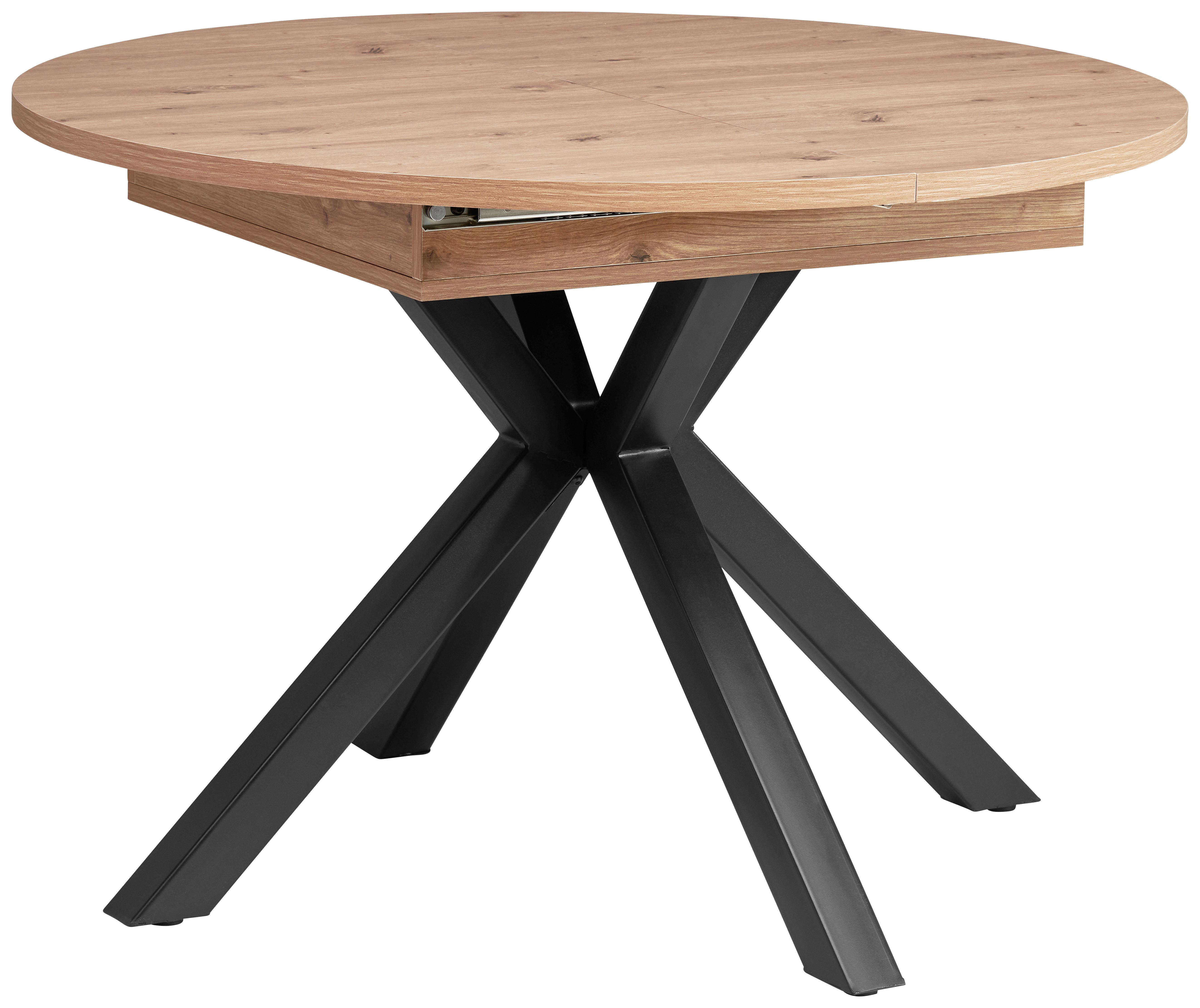 Ausziehtisch Bozan 110 Az 110-150x76x110cm Eiche - Schwarz/Eiche Artisan, KONVENTIONELL, Holzwerkstoff/Metall (110-150/76/110cm) - MID.YOU