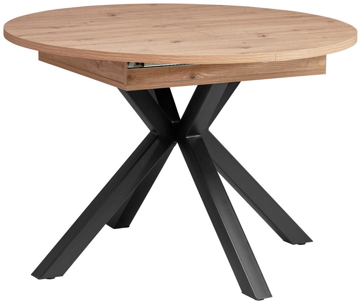 Ausziehtisch Bozan 110 Az 110-150x76x110cm Eiche - Schwarz/Eiche Artisan, KONVENTIONELL, Holzwerkstoff/Metall (110-150/76/110cm) - MID.YOU