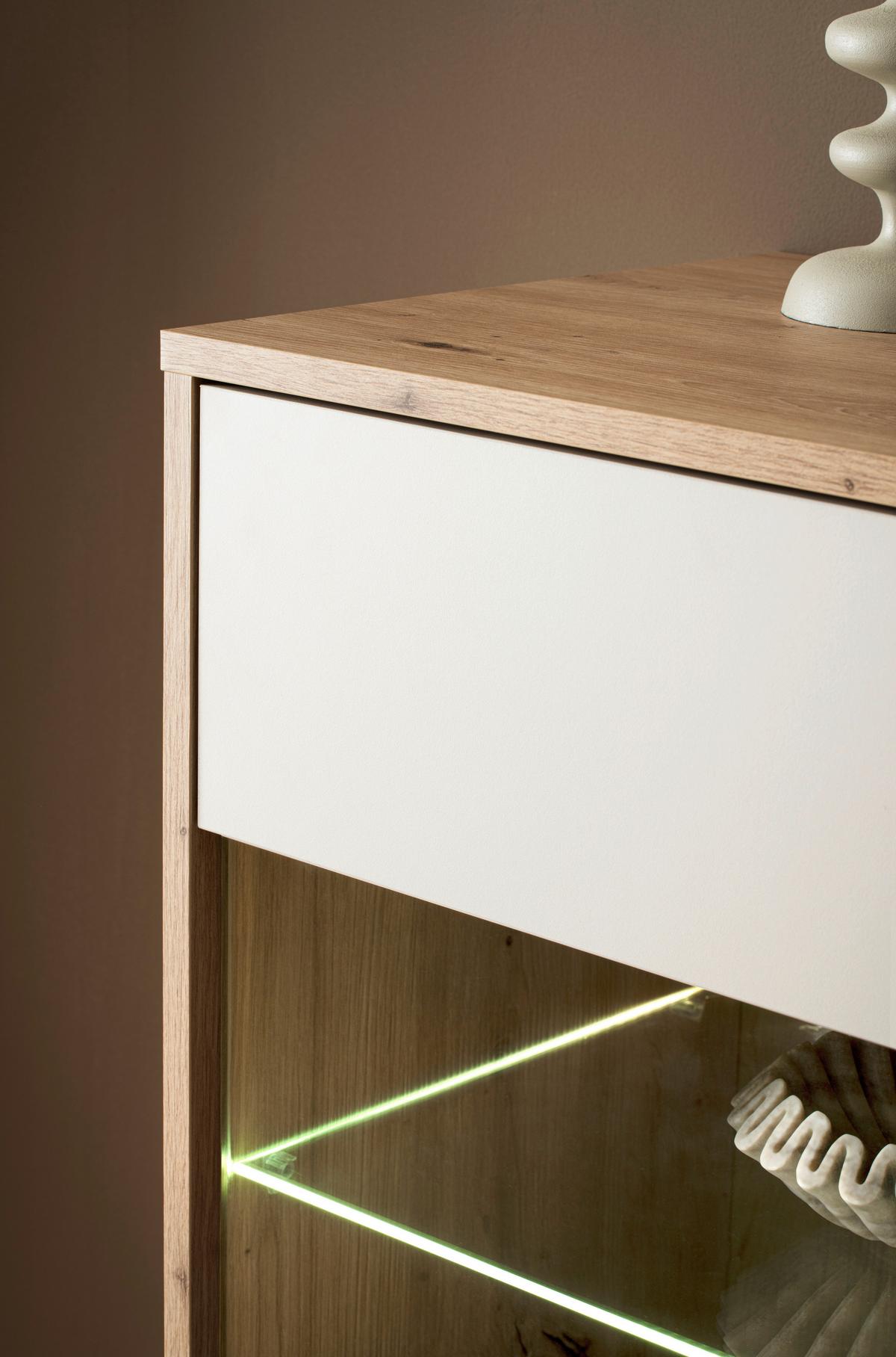 Highboard Sonora Kashmir/Eiche B: 164cm - Kaschmir/Eiche Artisan, Design, Glas/Holzwerkstoff (164/138/40cm) - MID.YOU