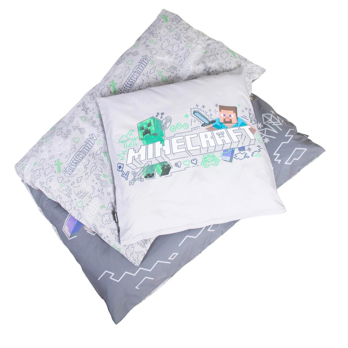 Wendebettwäsche Minecraft - Dunkelgrau/Hellgrau, Naturmaterialien/Textil (135/200cm)