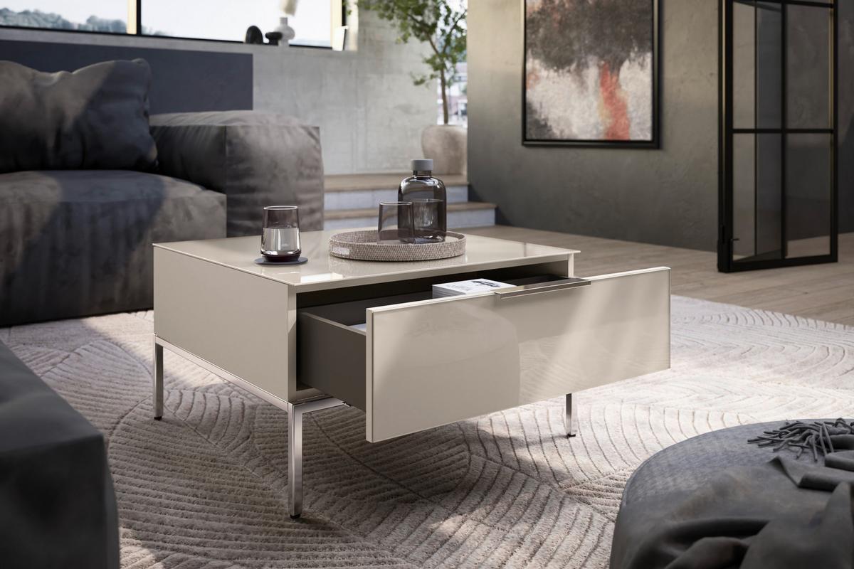 KONFERENČNÍ STOLEK SIENA - kašmírová/barvy chromu, Moderní, kov/kompozitní dřevo (70/41/70cm) - Premium Living