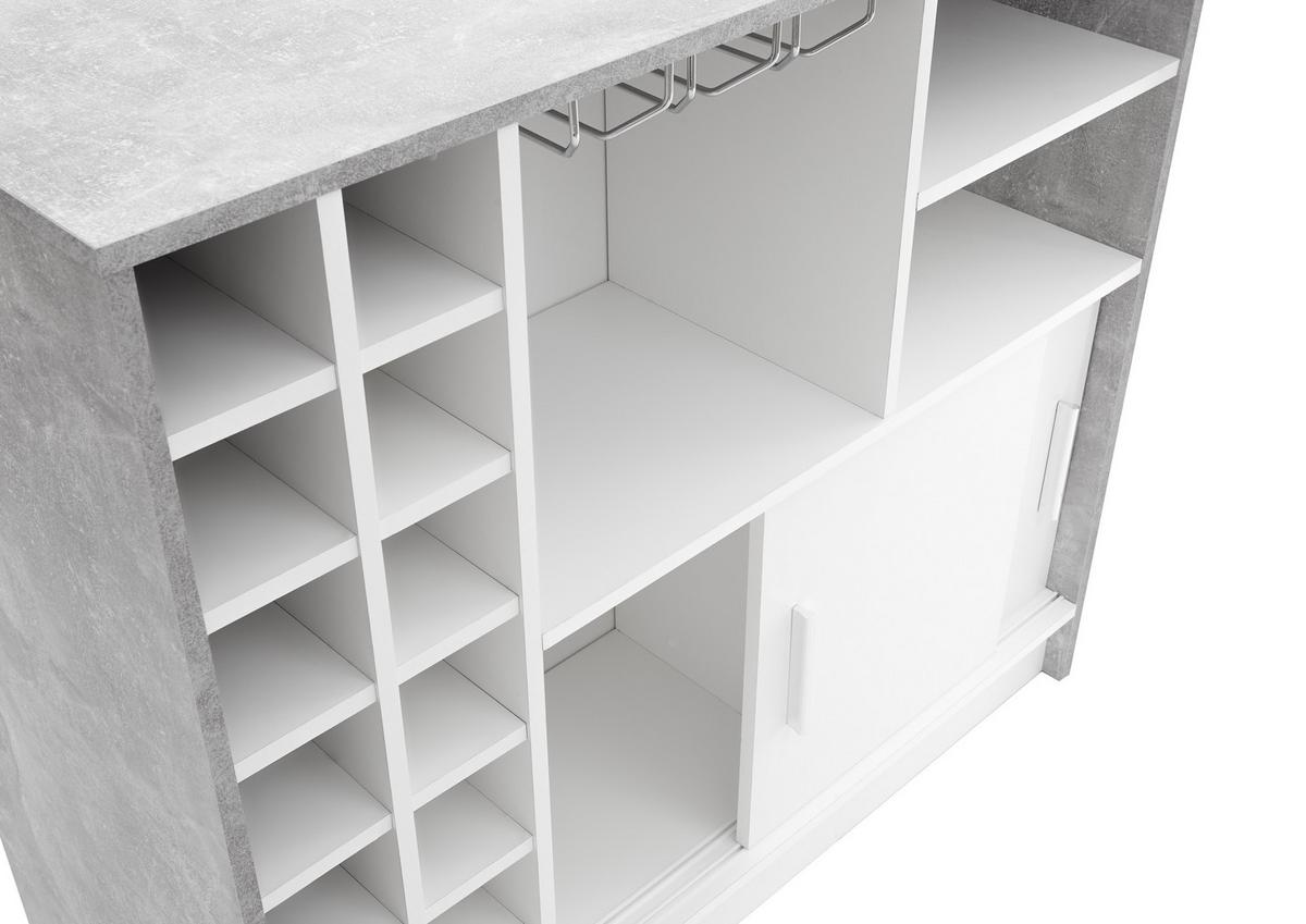 Bartisch Planter 110x48x100 Cm Hellgrau/weiß Mit Stauraum - Chromfarben/Hellgrau, MODERN, Holzwerkstoff/Metall (110/48/100cm) - MID.YOU