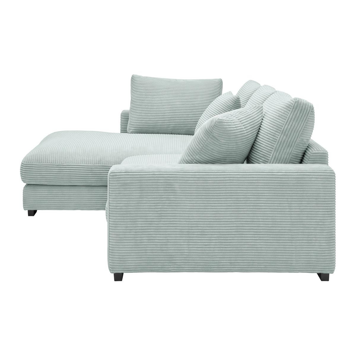 Rohová sedačka PEDRO, levá, šalvějově zelený manšestr - černá/šalvějově zelená, Moderní, textil/plast (190/300cm) - Mömax