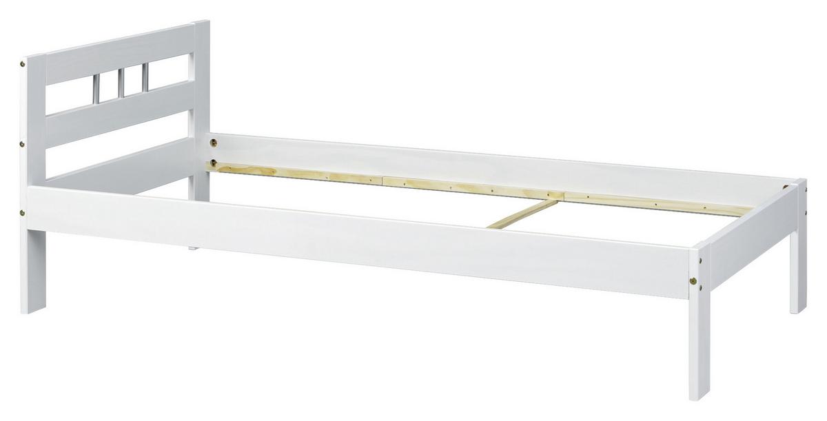 Bett Echtholz Massiv 90x200 Billy, Weiß - Weiß, KONVENTIONELL, Holz (90/200cm) - MID.YOU