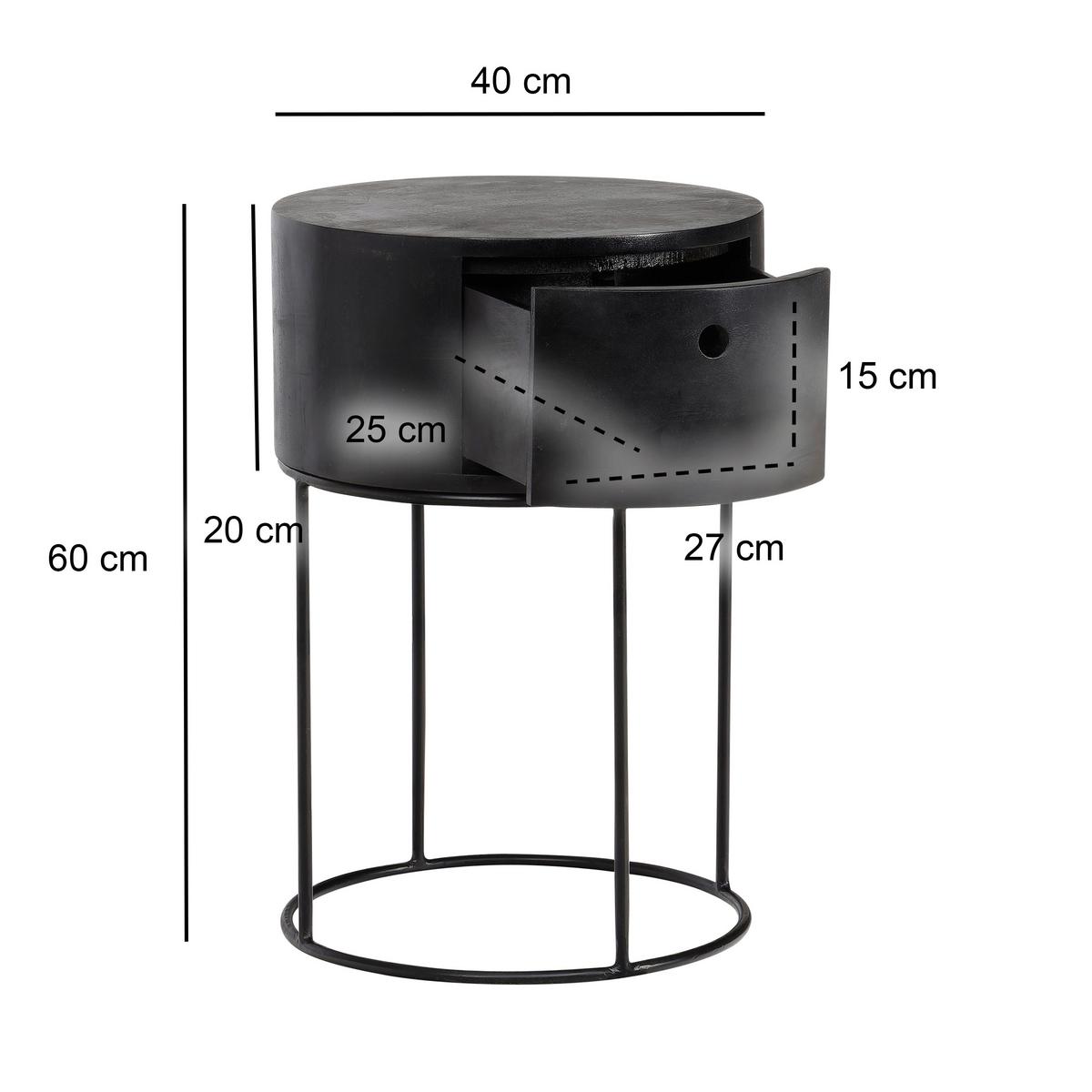 Nachttisch Schwarz L: 40 Cm - Schwarz, Design, Holz/Metall (40/40/60cm) - Livetastic