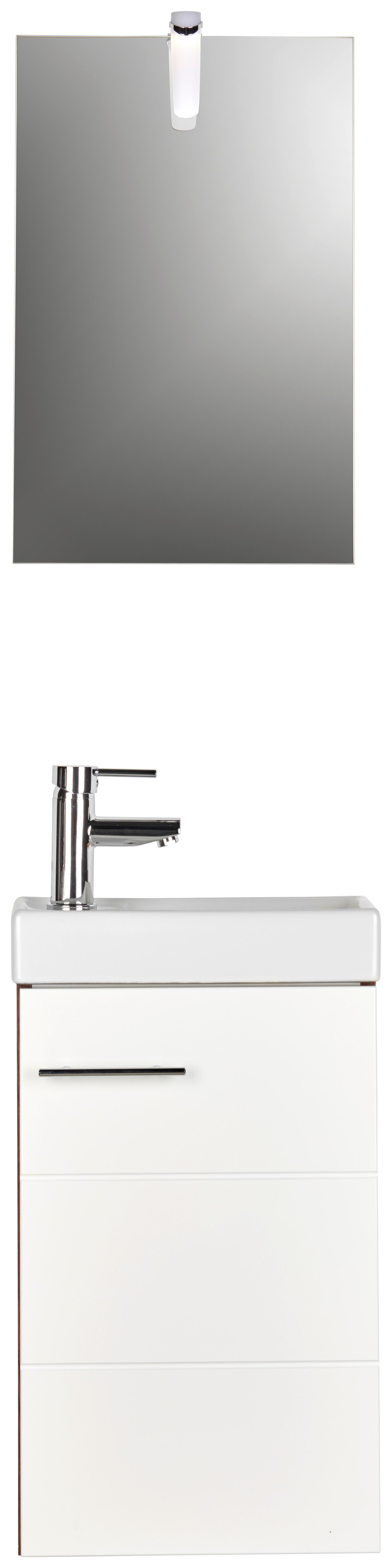 Gästebad 3-Tlg. inkl. LED Kim 40cm, Weiß - Weiß, Basics, Holzwerkstoff (40/68/22cm) - MID.YOU