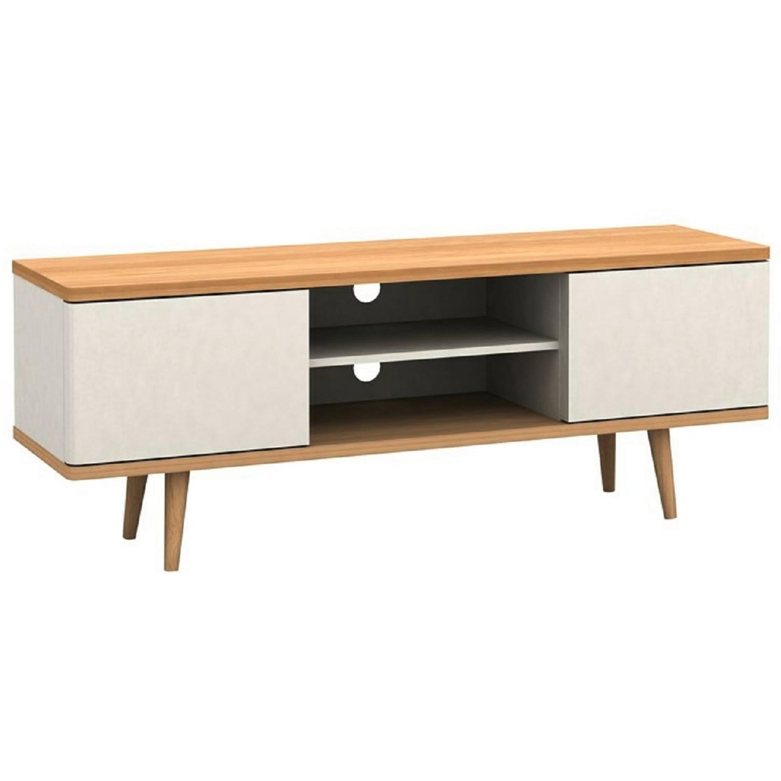 Lowboard Alandra Creme Weiß Eichefarben - Eichefarben/Creme, Design, Holzwerkstoff (140/52/39cm) - MID.YOU