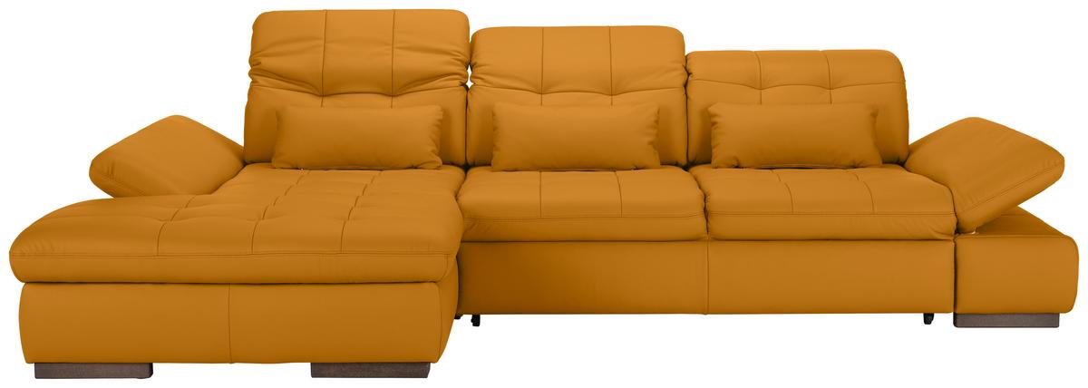 Rohová sedačka SANFINO, ľavá, žltá pravá koža - žltá/chrómová, Konventionell, kov/koža (199/305cm) - Premium Living