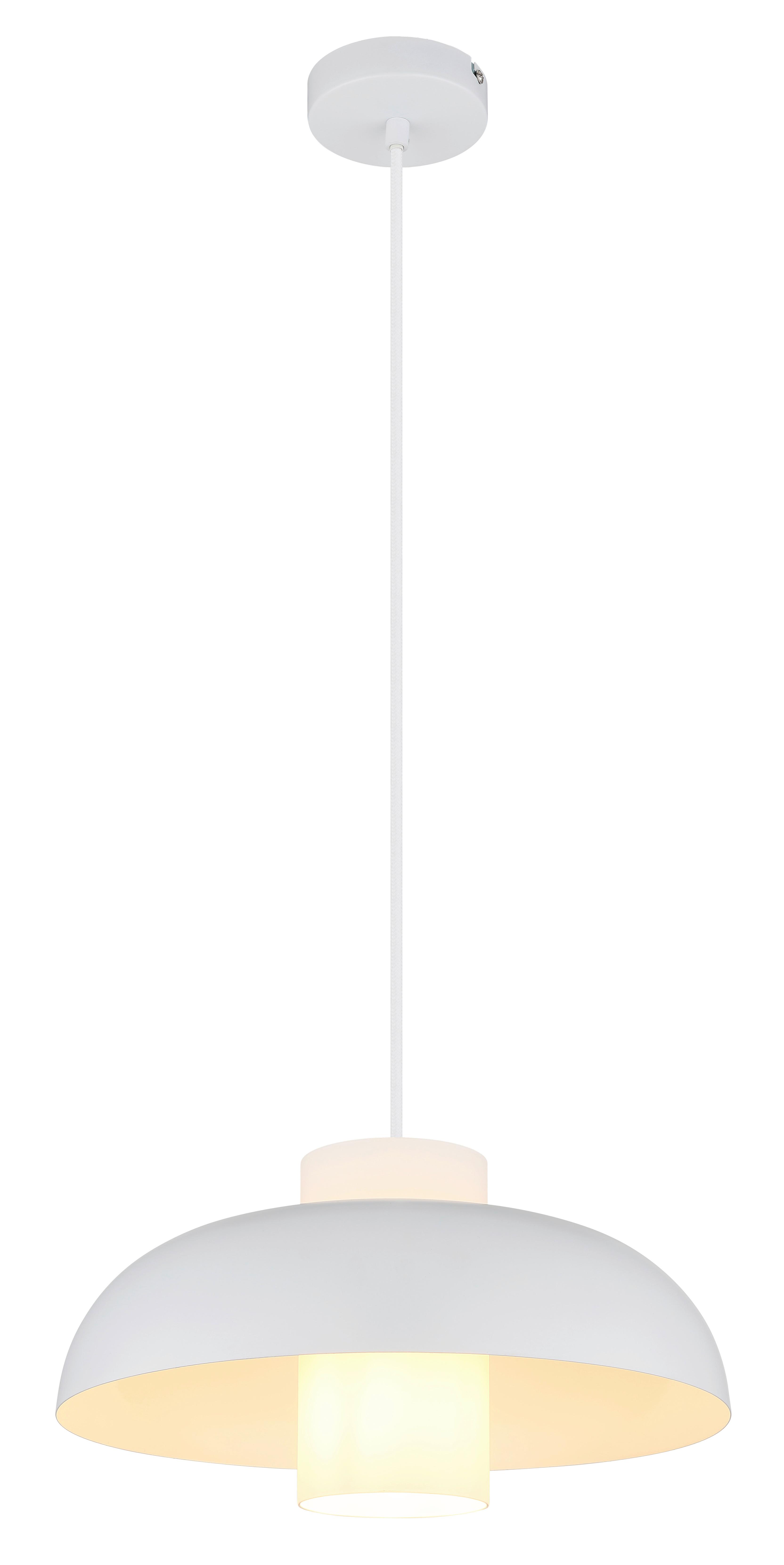 Hängeleuchte 15755w - Opal/Weiß, Trend, Glas/Textil (38/120cm) - Globo