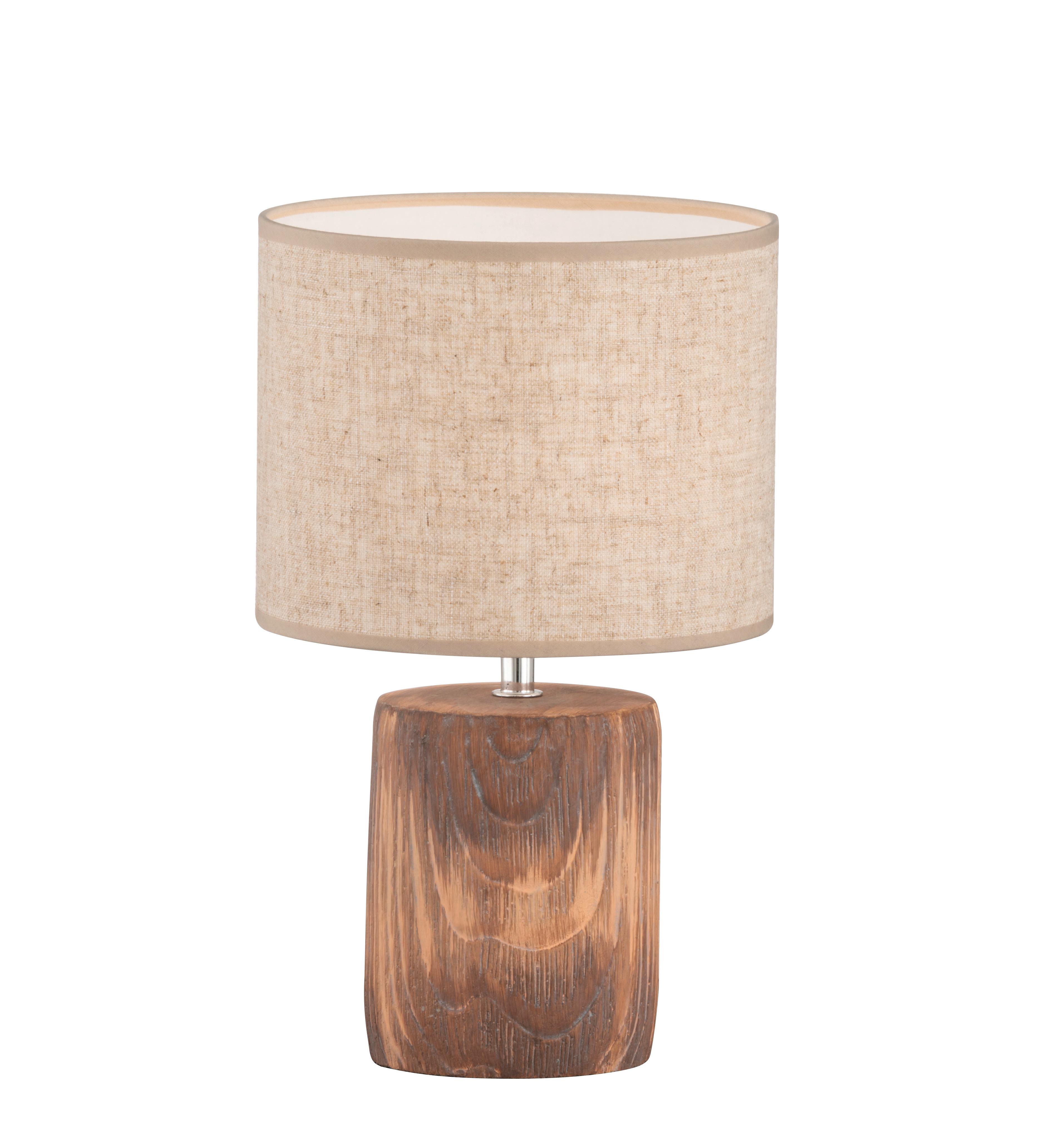 Tischlampe Sandfarben/Braun Leinenoptik mit Schnurschalter - Sandfarben/Braun, Natur, Textil/Stein (20/35cm)