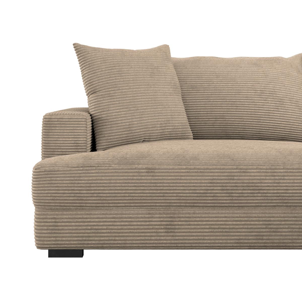 Ecksofa Pelle m. Kissen creme Cord 265x180cm - Creme/Schwarz, MODERN, Textil (265/180cm)