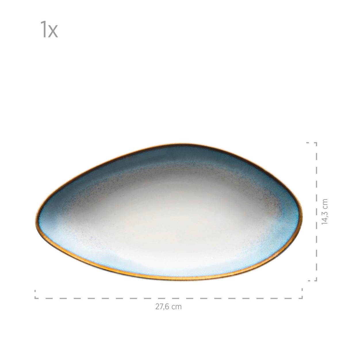 Servierplatte Aus Steinzeug La Sinfonia 3--Teilig. Oval - Weiß/Hellblau, Basics, Keramik (36,5/12,5/21,5cm) - Mäser