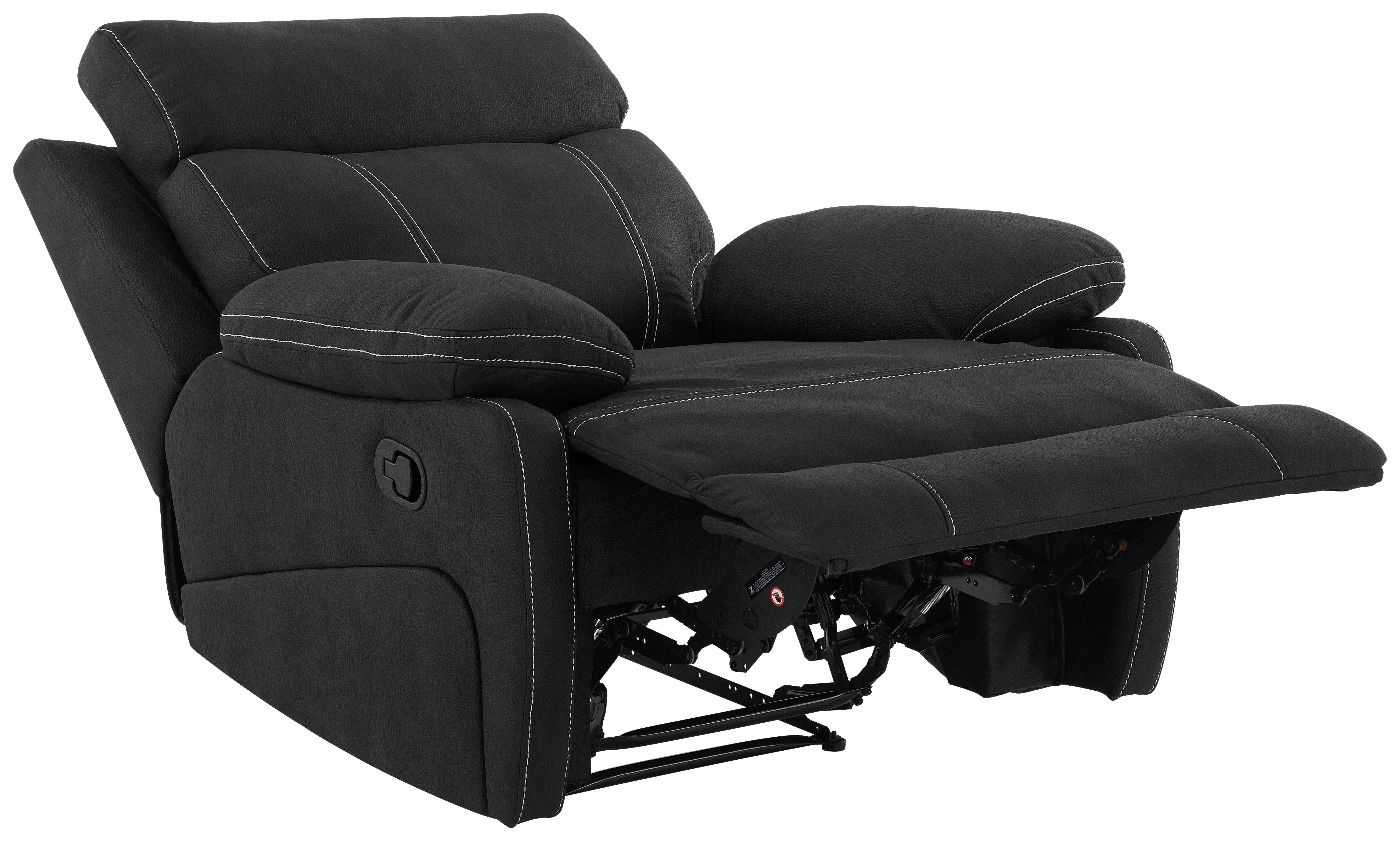 Relaxačné kreslo EMBER, čierna, s relaxačnou funkciou - čierna, Konventionell, kov/textil (98,5/103/96cm) - Livetastic