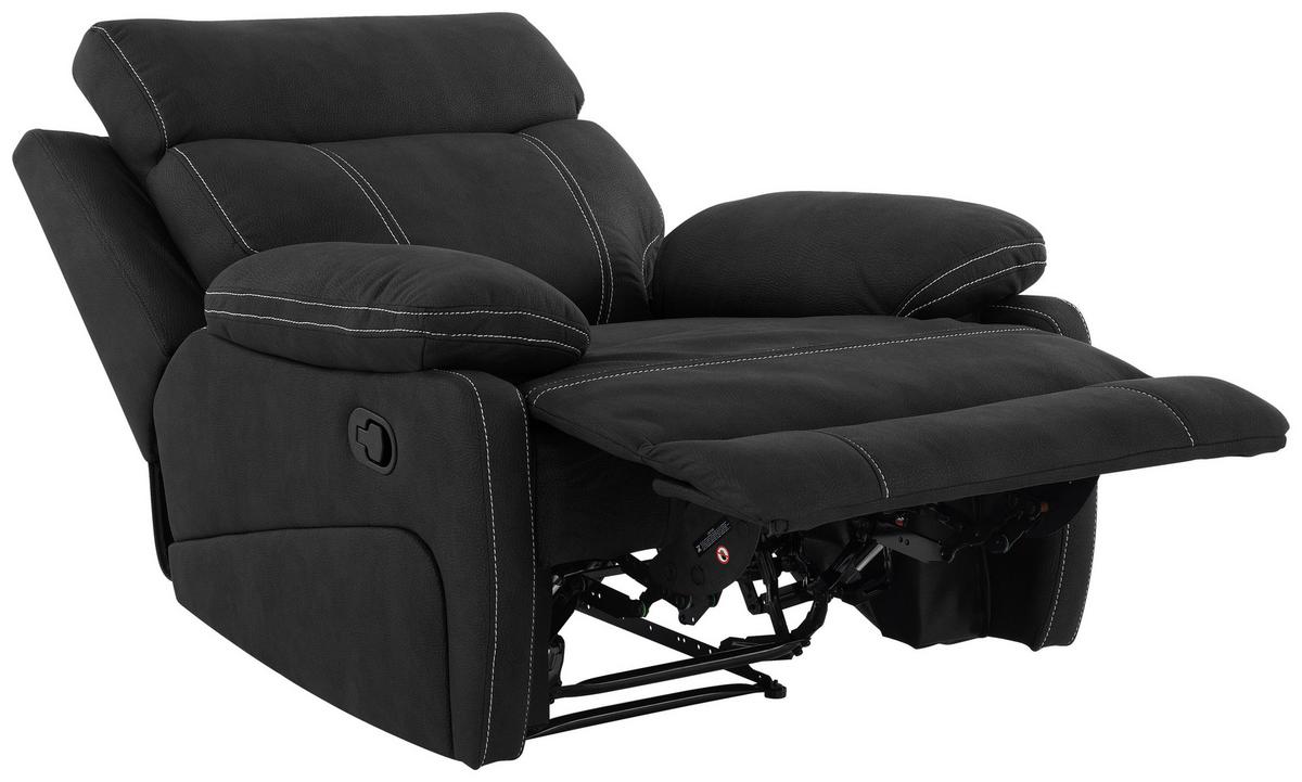 Relaxačné kreslo EMBER, čierna, s relaxačnou funkciou - čierna, Konventionell, kov/textil (98,5/103/96cm) - Livetastic