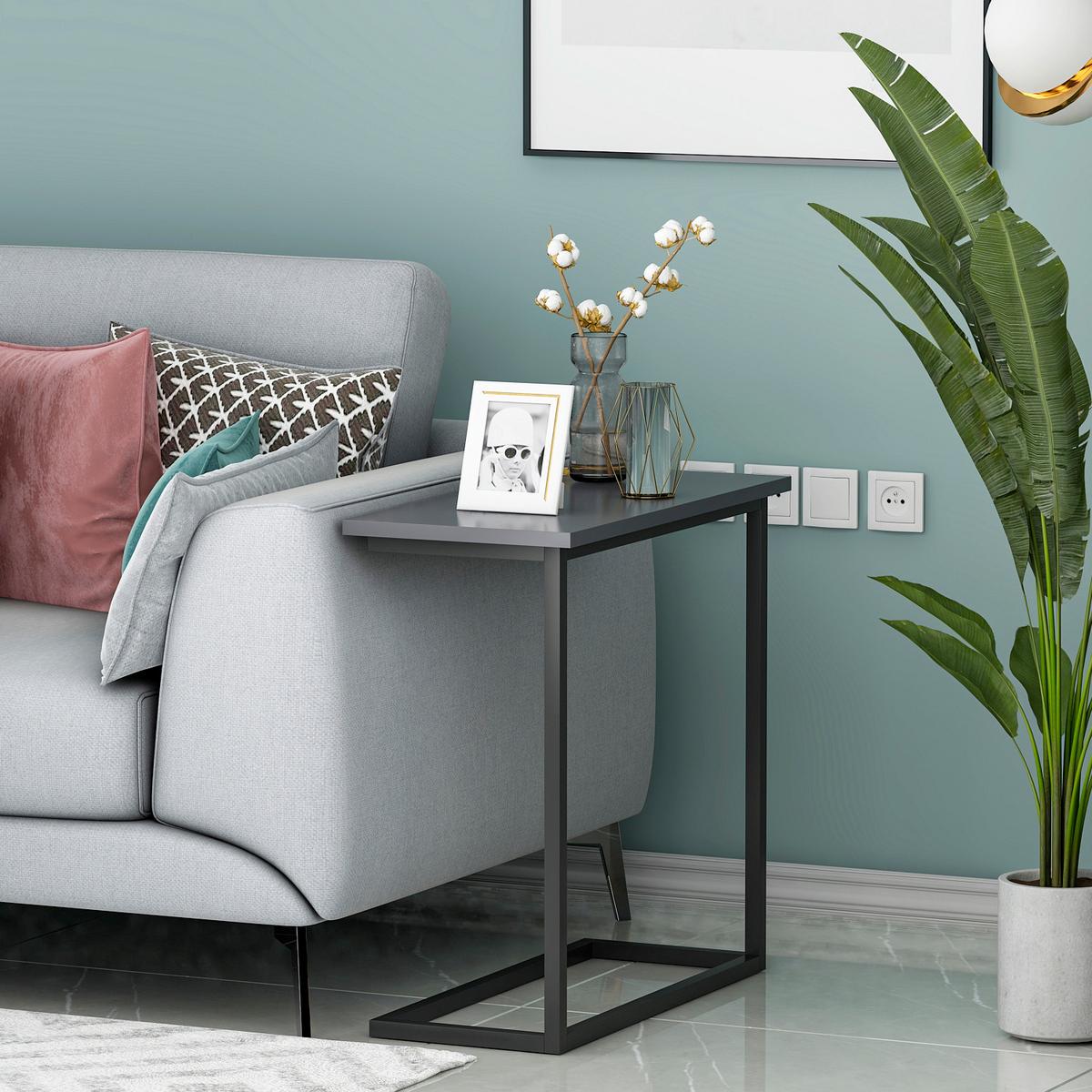 Beistelltisch Narin Anthrazit B: 64 Cm - Anthrazit/Schwarz, Design, Holzwerkstoff/Metall (64/30/62cm) - Livetastic