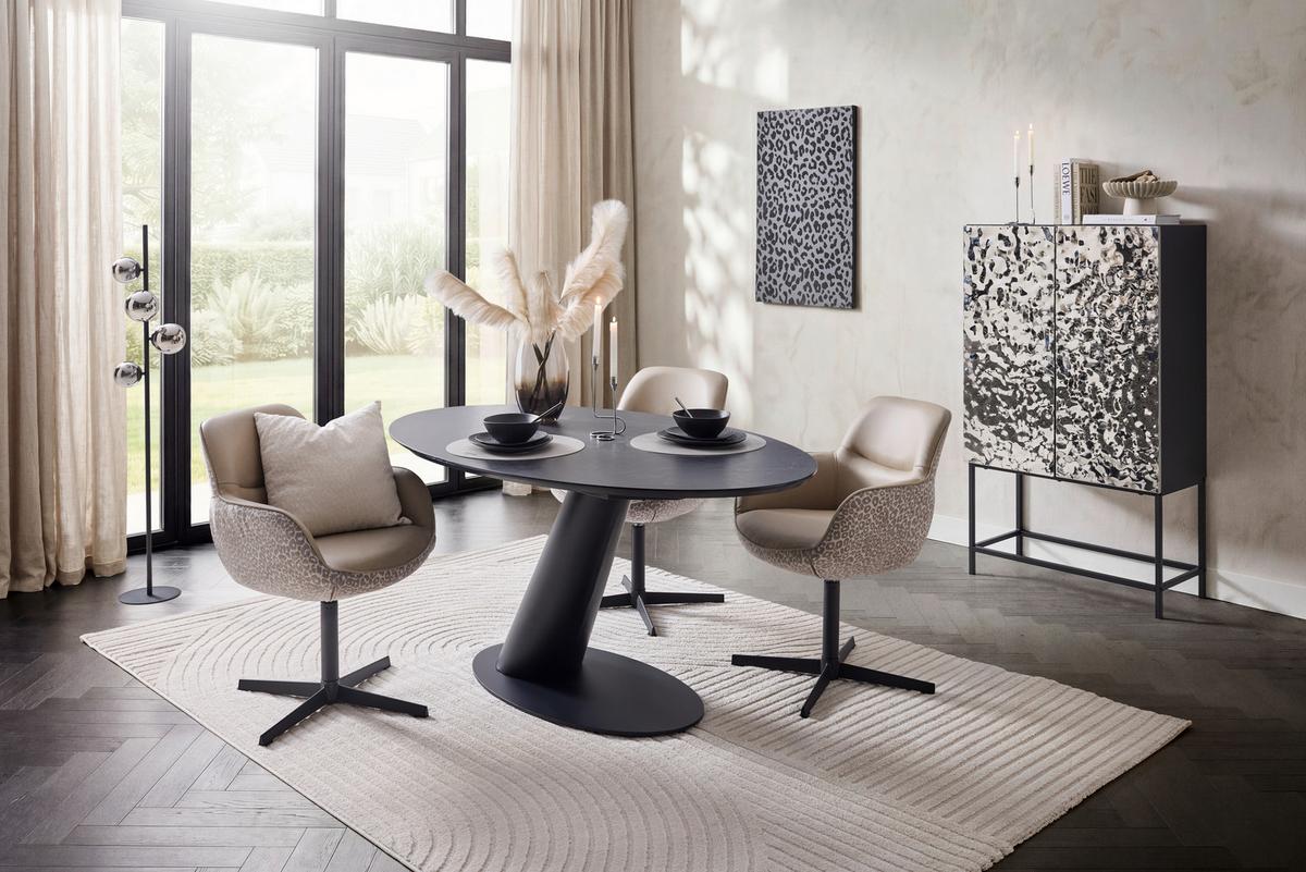 JEDÁLENSKÝ STÔL STEVEN 160 - čierna, Design, kov/kompozitné drevo (160/76/95cm) - Mömax