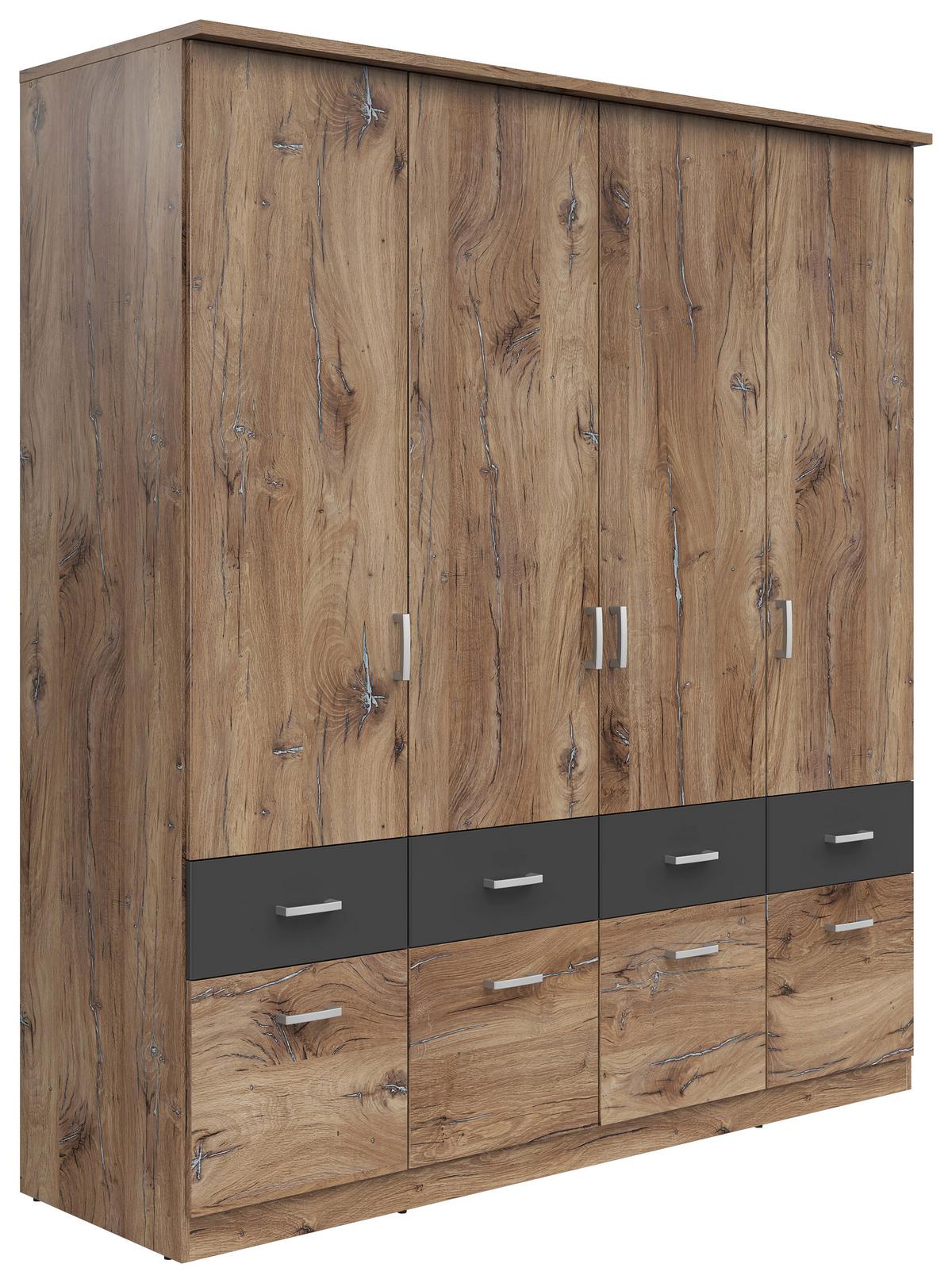 Drehtürenschrank 181 Cm Brando Eiche Dekor/graphitfarben - Eichefarben/Graphitfarben, KONVENTIONELL, Holzwerkstoff (181/199/58cm)