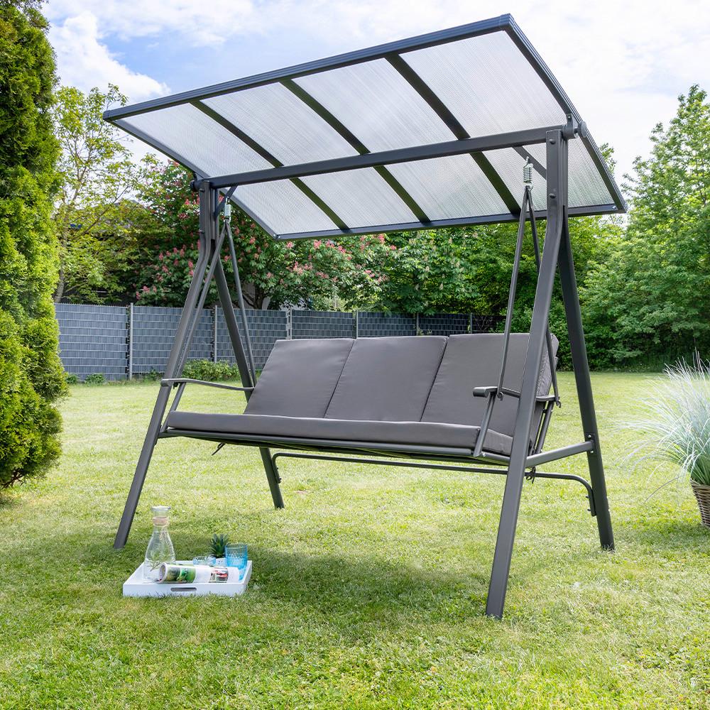 Hollywoodschaukel Belastbarkeit ca. 320 kg - Grau, Basics, Metall (200/125/178cm)