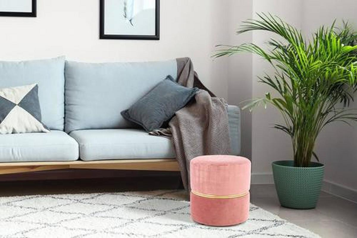 taburet zlatá/starorůžová - starorůžová/barvy zlata, Basics, kov/textil (40/40/40cm)