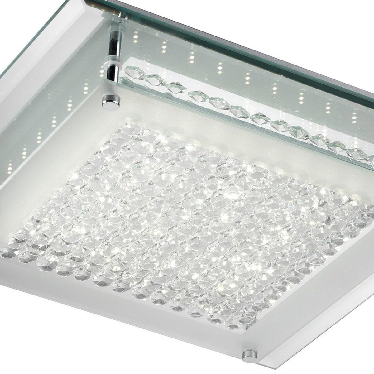 LED-Deckenleuchte Klar Chromfarben L: 34 cm - Klar/Chromfarben, Design, Glas/Metall (34/34/7cm)
