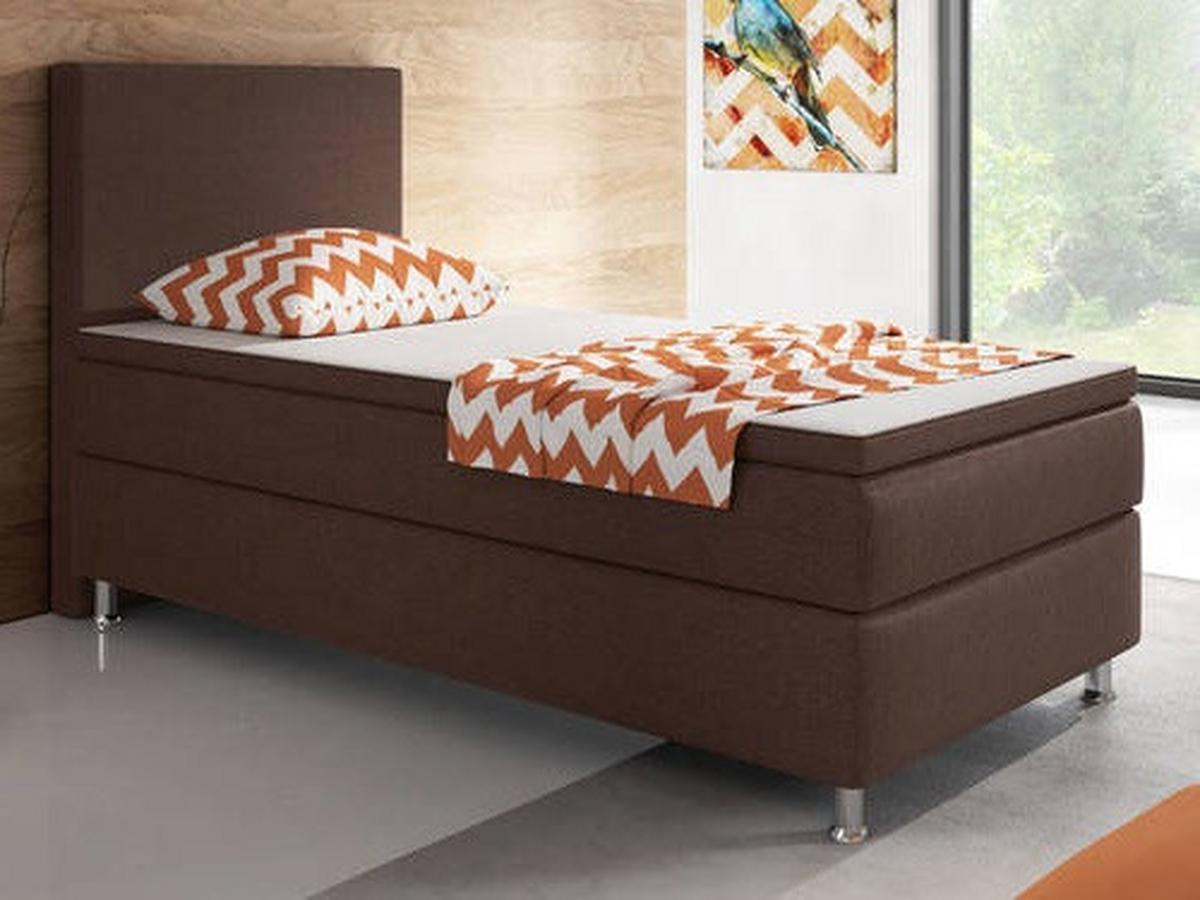 Boxspringbett mit Topper 90x200 cm Berlin - Silberfarben/Braun, KONVENTIONELL, Textil (90/200cm) - MID.YOU