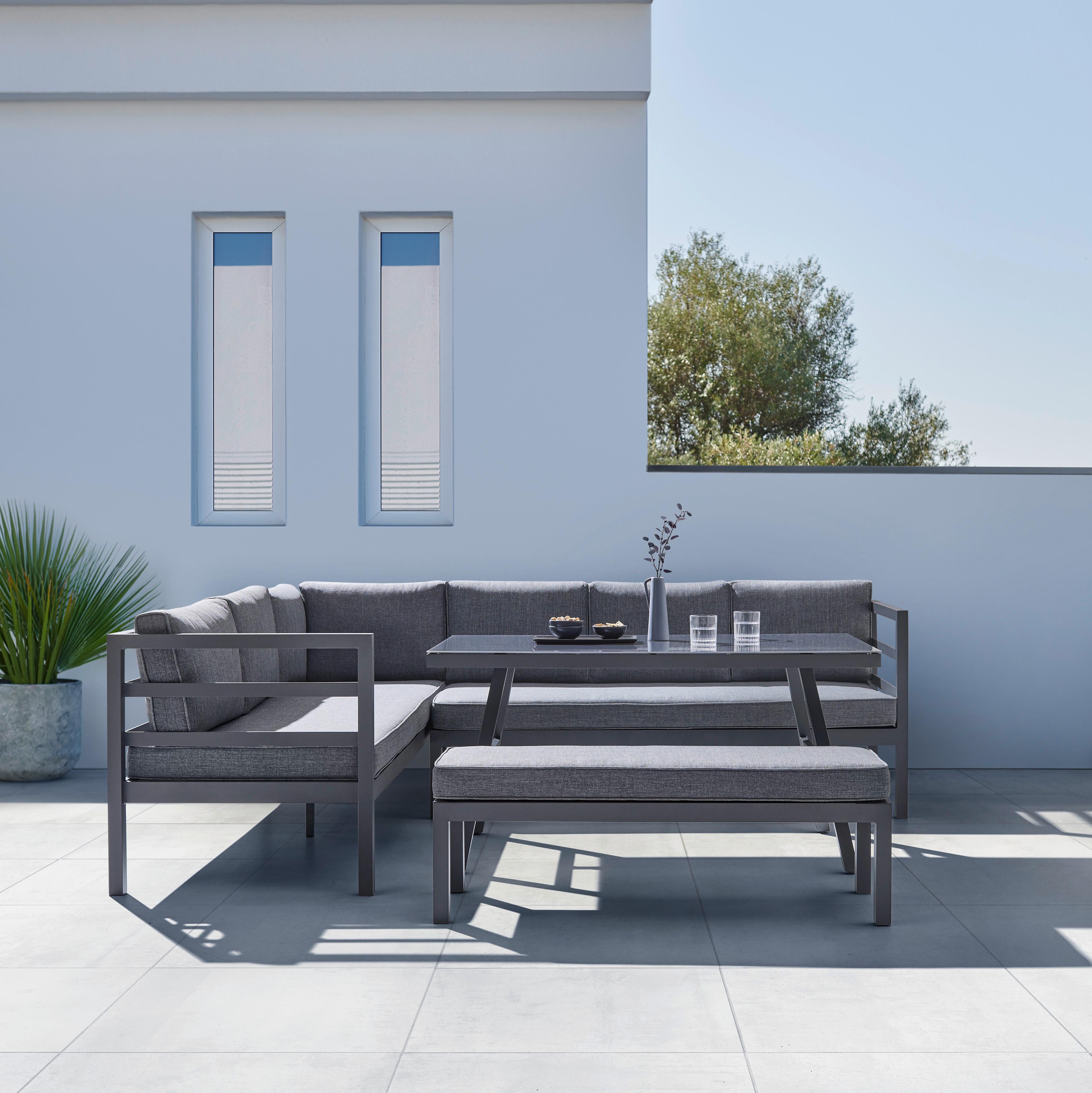 Zahradní Sedací Souprava Mariella Tmavě Šedá - tmavě šedá, Moderní, kov/textil - Bessagi Garden