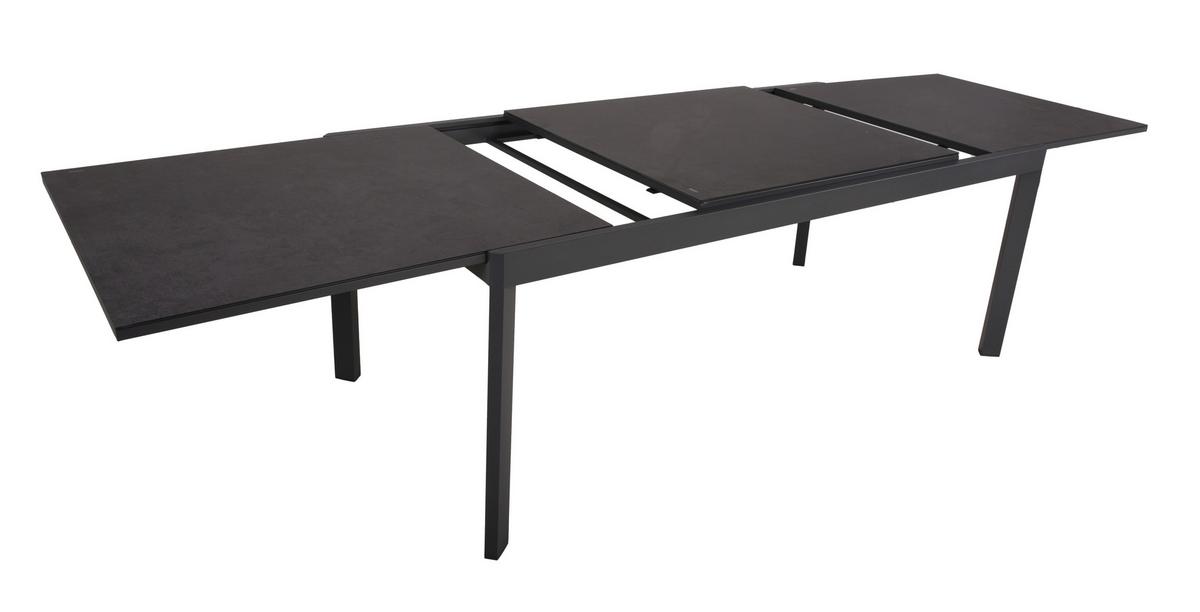 Gartentisch Nerea - Anthrazit, Basics, Glas/Metall (200/100/75cm) - Gardenson