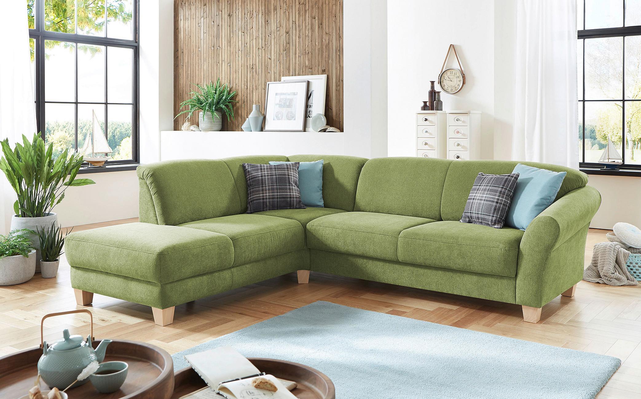 Ecksofa Gotland grün mit Bettkasten, 212x257 cm - Naturfarben/Grün, KONVENTIONELL, Textil (212/257cm) - Sit & More