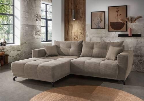 Ecksofa Liegefunktion Restato Graubraun - Graubraun/Schwarz, MODERN, Holz/Textil (177/246cm) - MID.YOU