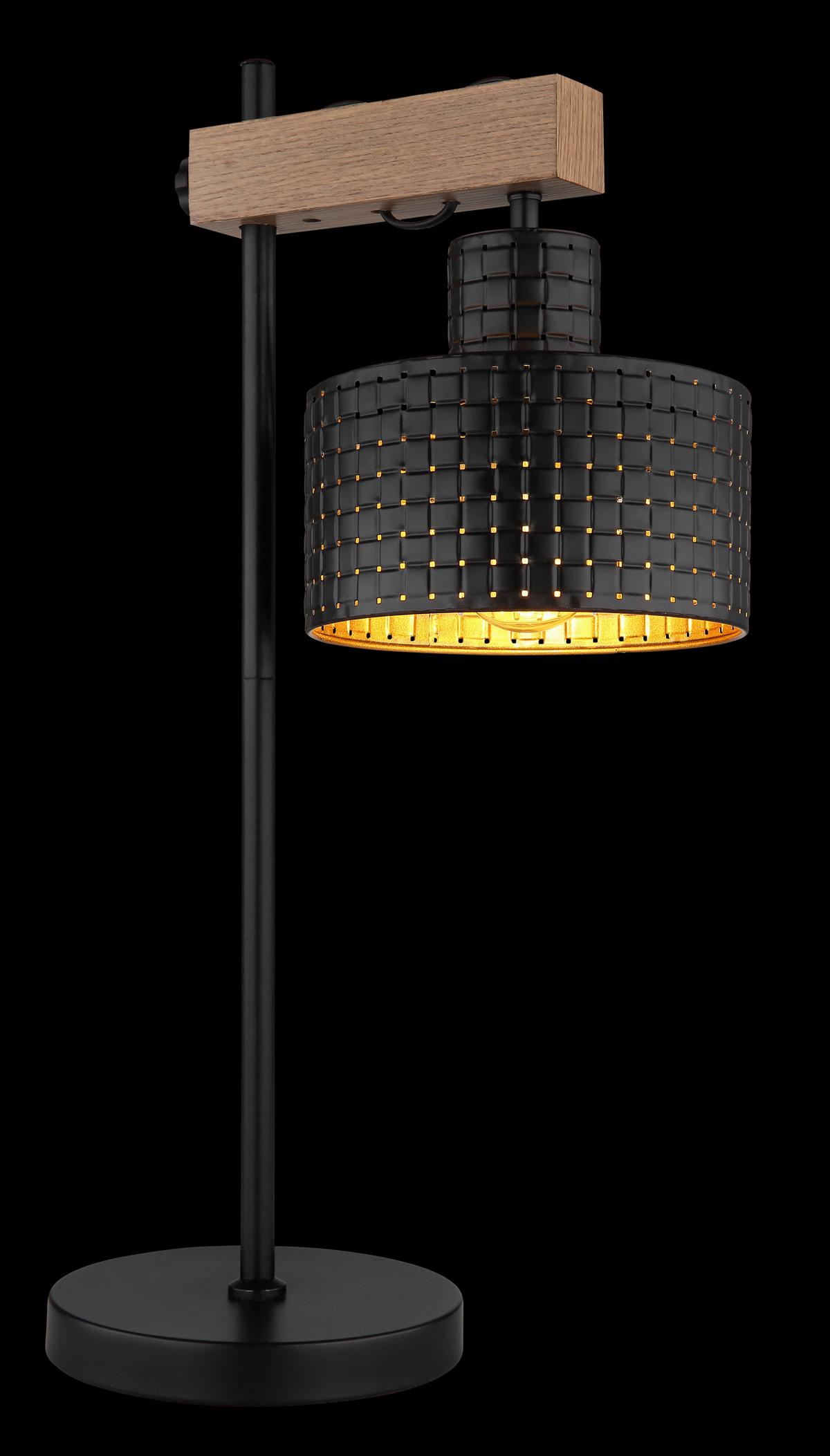 Tischleuchte 15651t - Dunkelbraun/Goldfarben, Design, Holzwerkstoff/Kunststoff (31/18/55cm) - Globo
