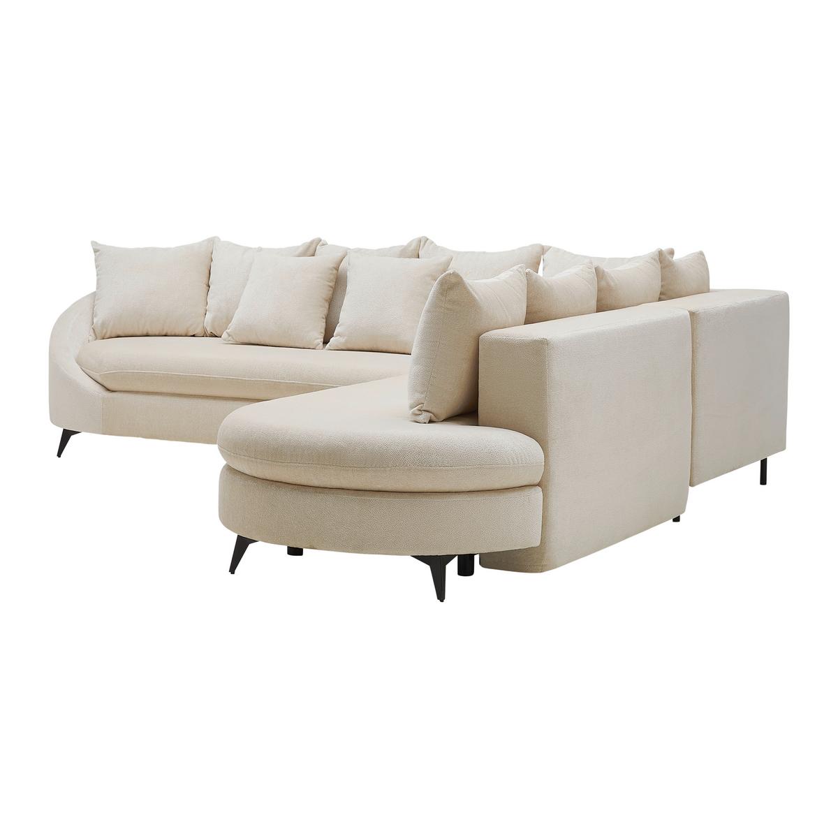 Rohová sedačka AXEL, pravá, krémová žinylka - černá/krémová, Moderní, kov/textil (291/250cm) - Mömax