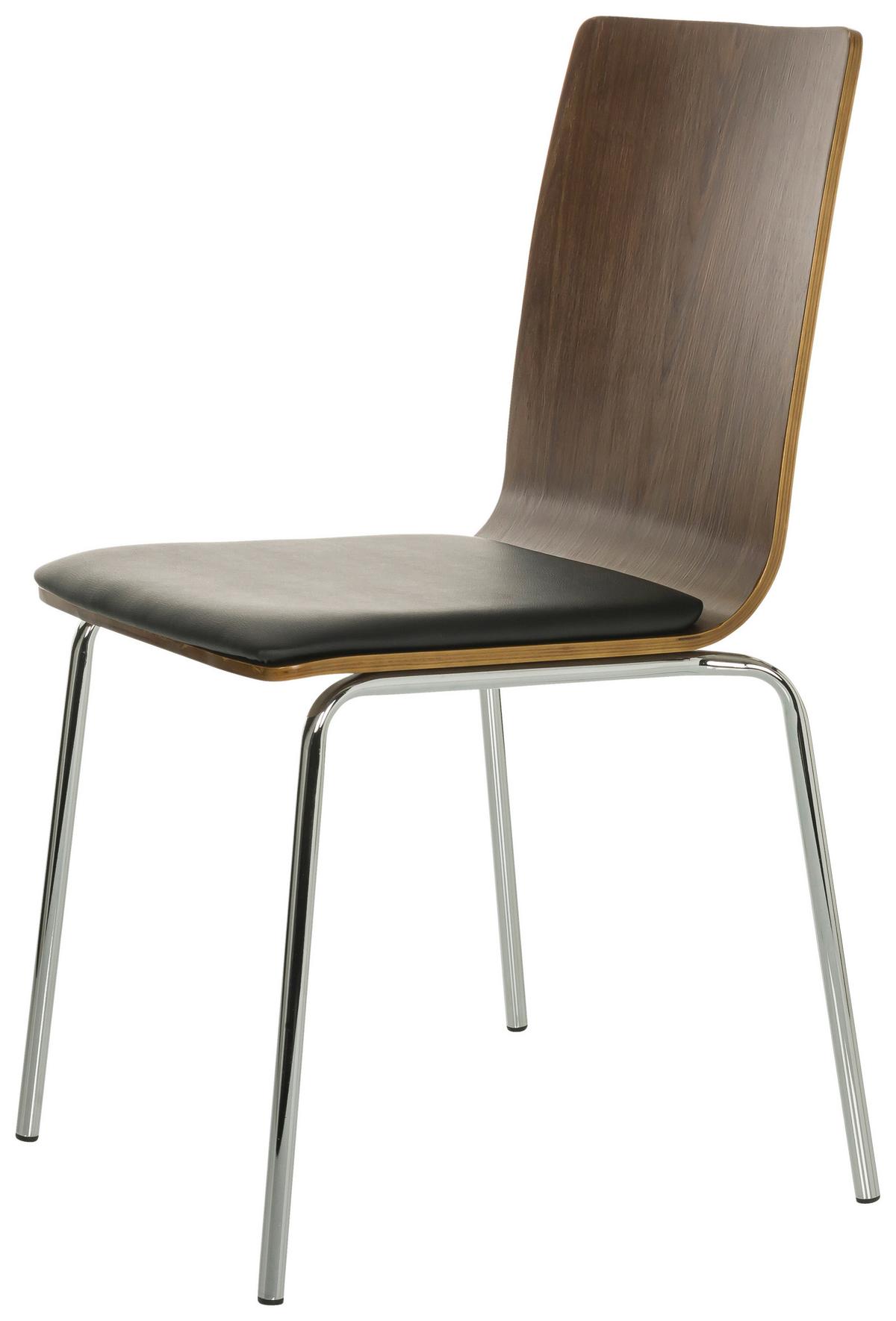 Besucherstuhl Peria - Silberfarben/Schwarz, Basics, Leder/Holz (50/86/55cm) - MID.YOU