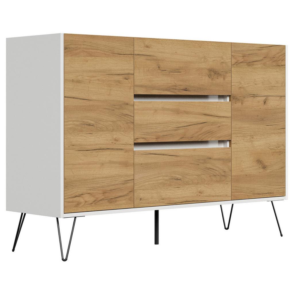 Sideboard Posseik Industrial Eichefarben/Weiß B: 140 cm